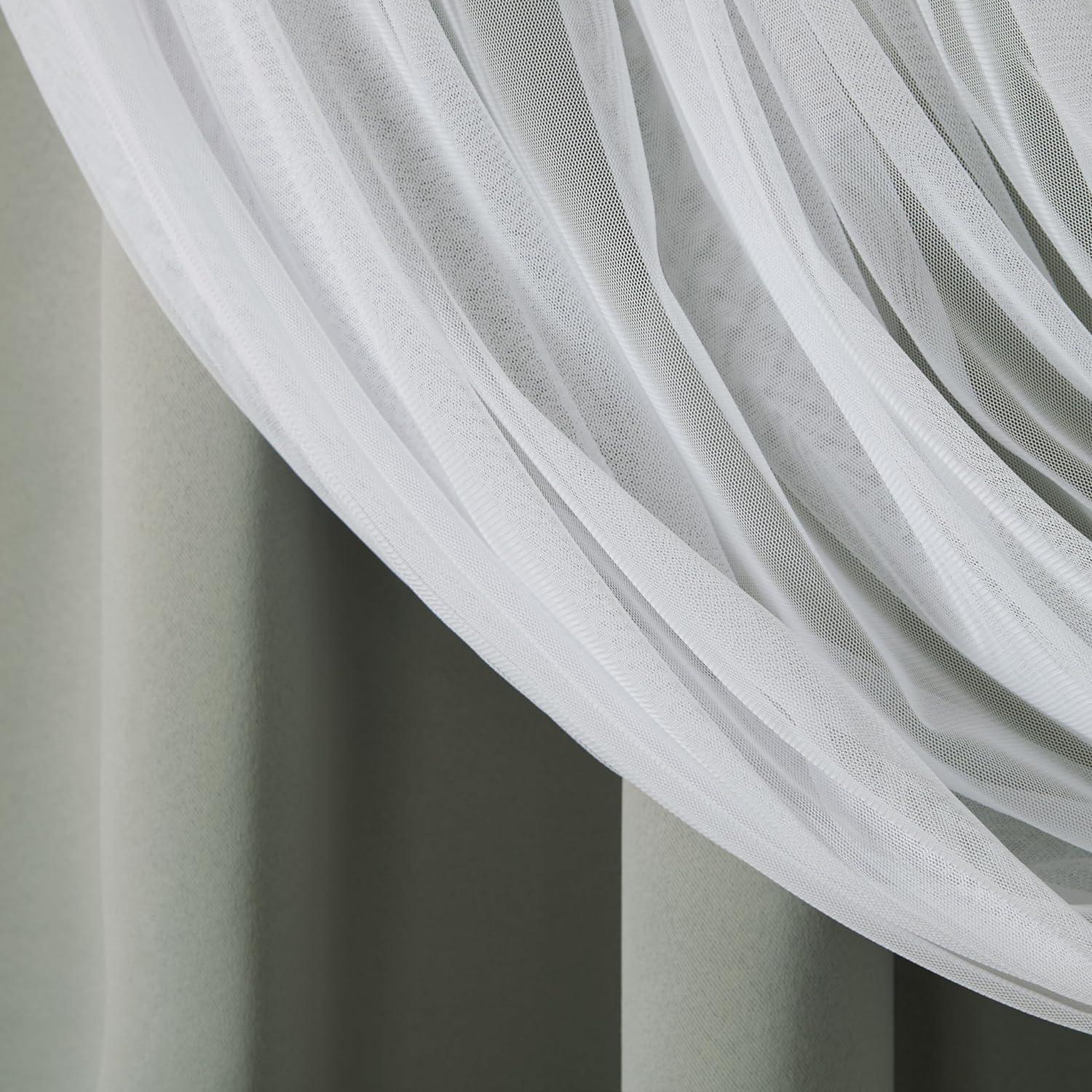 Soft Grey Double Layer Blackout and Sheer Grommet Curtains