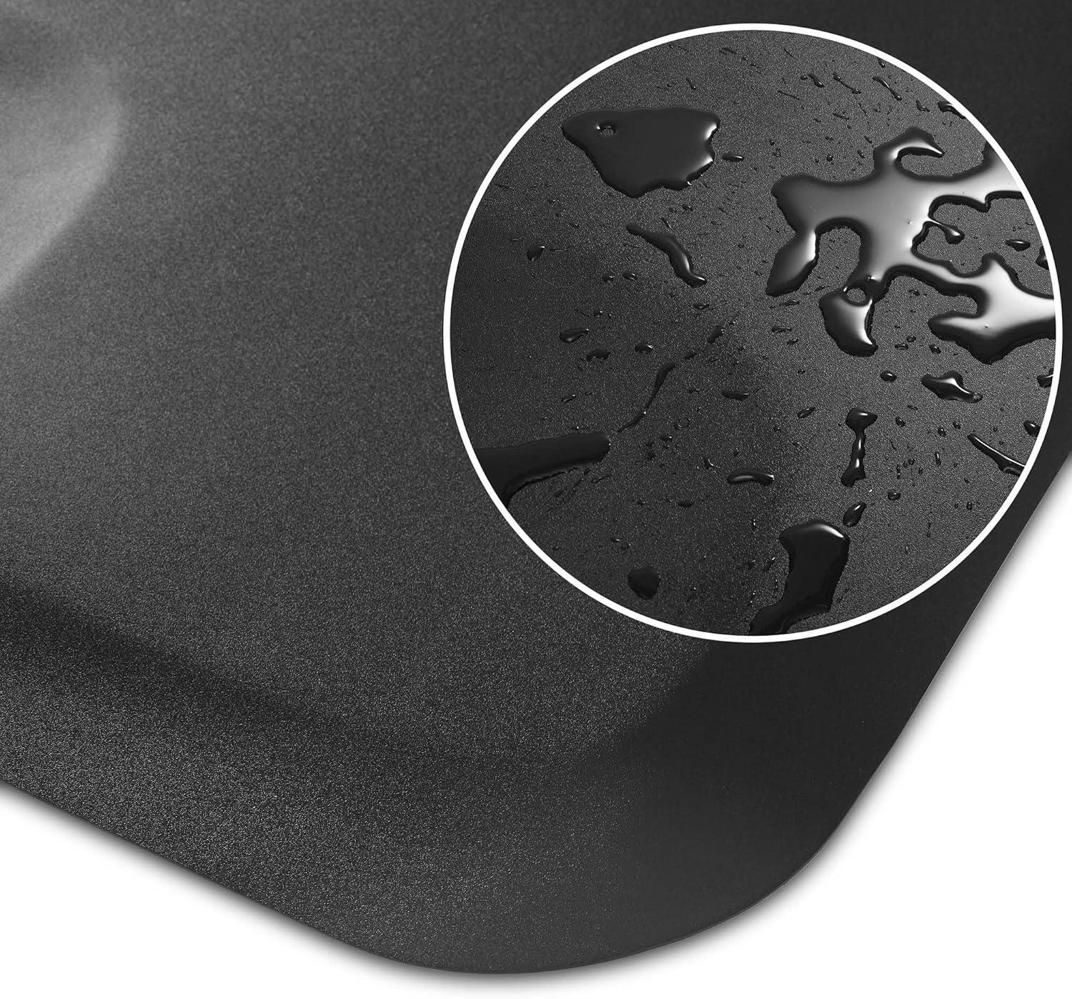 Saloniture 3 ft. x 4 ft. Salon & Barber Shop Chair Anti-Fatigue Mat - Black Semi Circle - 5/8" Thick