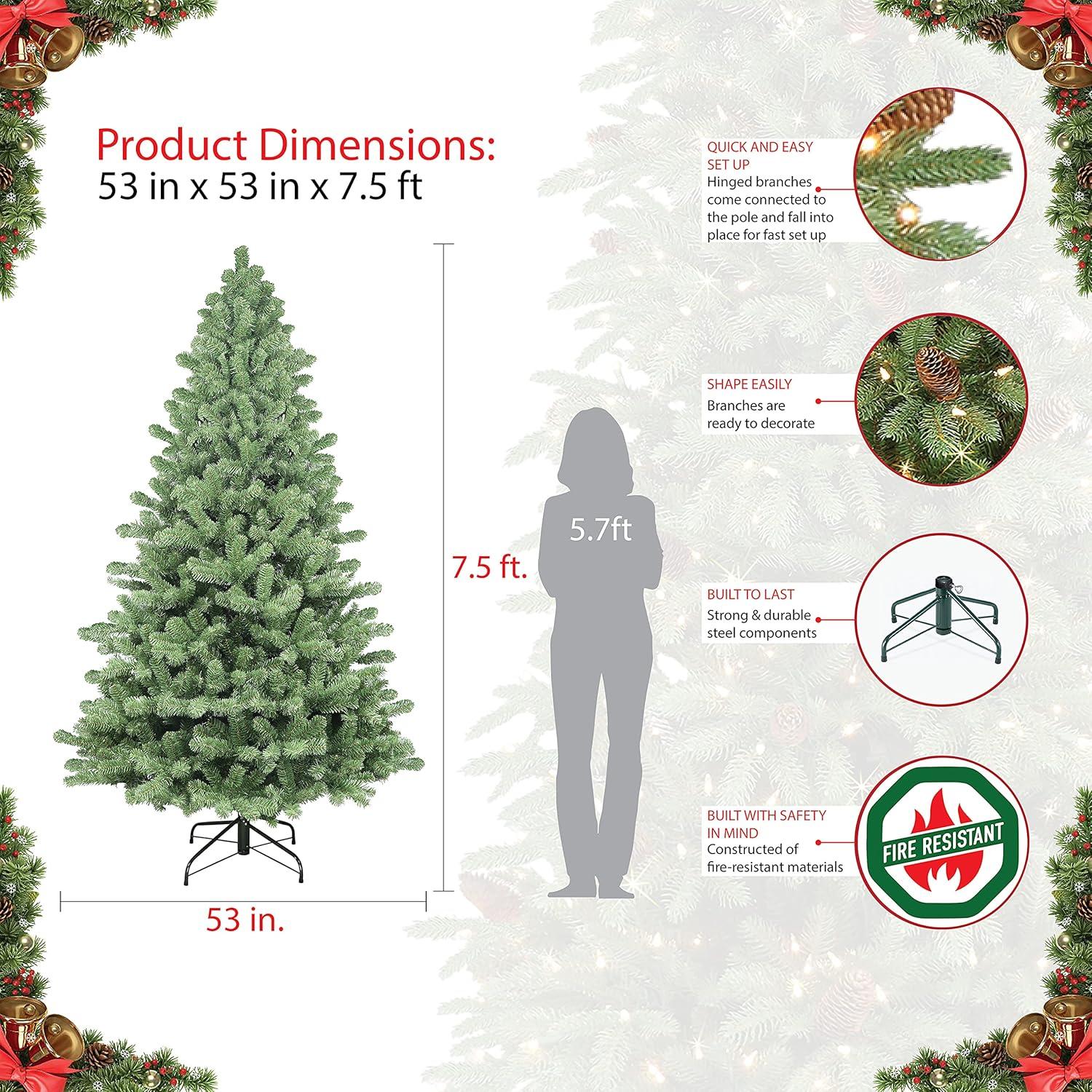 7.5' Lighted Artificial Spruce Christmas Tree