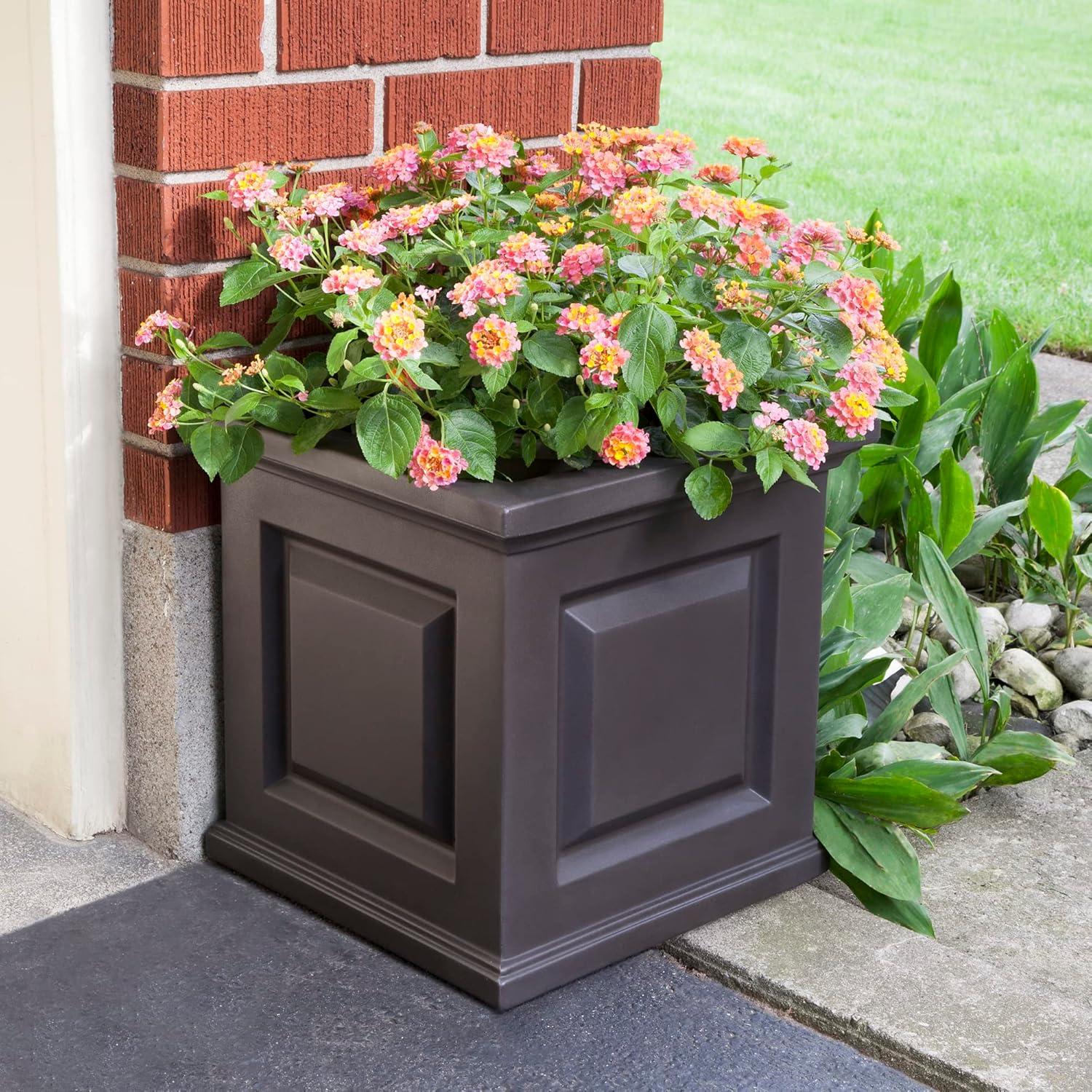 Mayne Inc. Nantucket Square Resin Planter Box with Water Reservoir