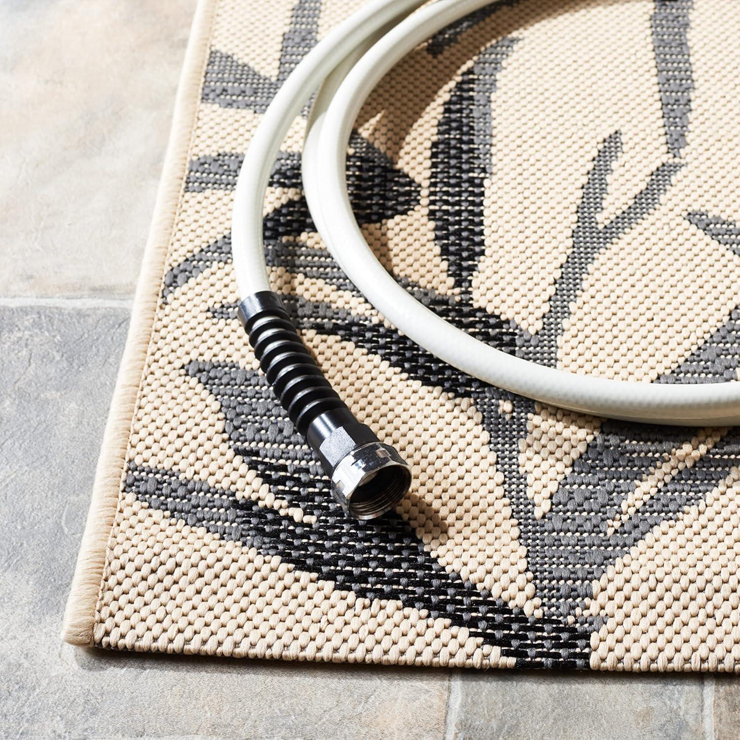 Courtyard CY7425 Power Loomed Indoor/Outdoor Area Rug - Beige/Anthracite - 8'x11' - Safavieh.