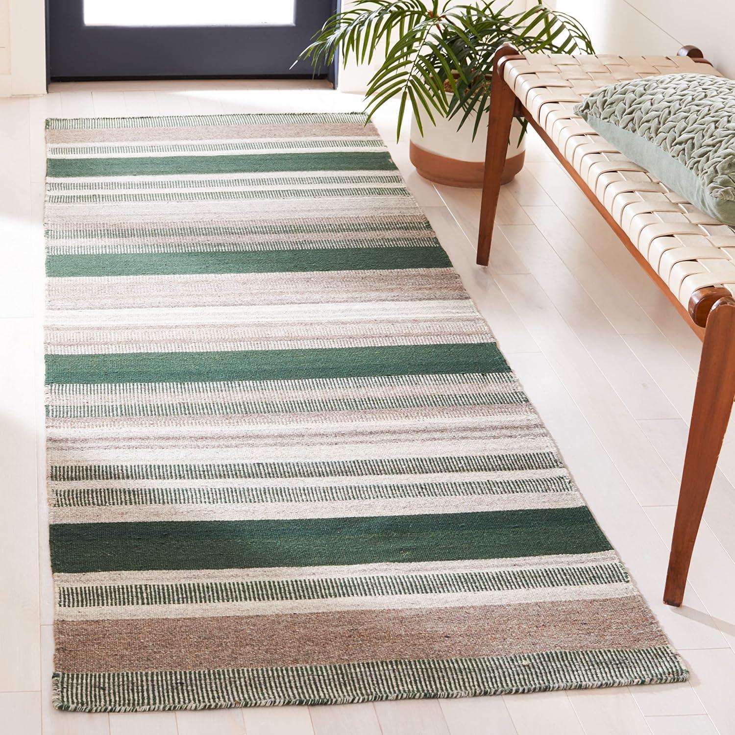Dhurries DHU628 Hand Woven Area Rug - Natural/Black - 3'x5' - Safavieh.