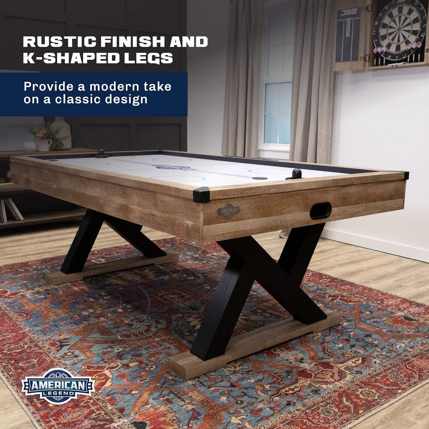 Kirkwood 84'' Rustic Wood Finish Air Hockey Table with K-Shaped Legs