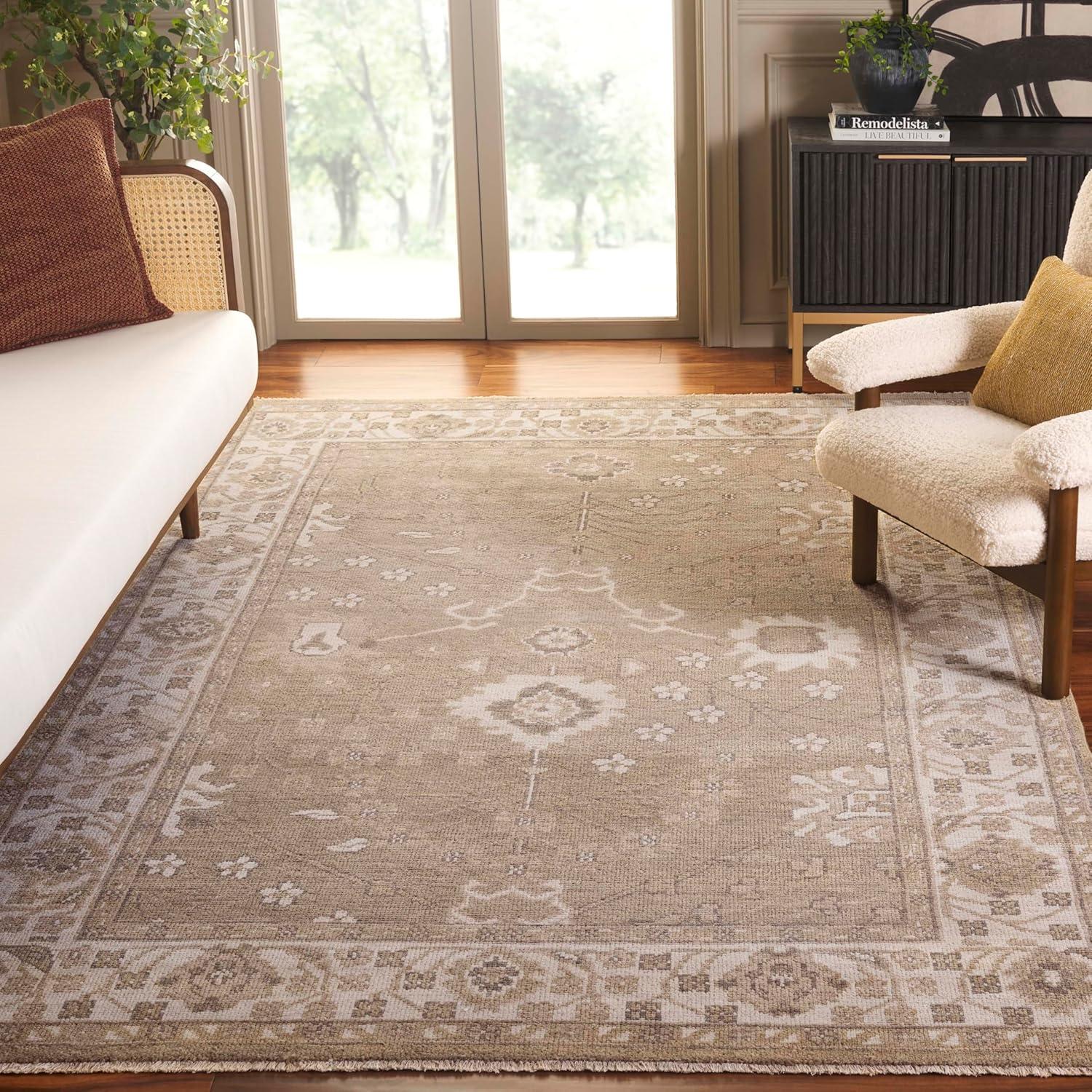 Izmir IZM134 Hand Knotted Area Rug - Gold/Ivory - 6'x9' - Safavieh