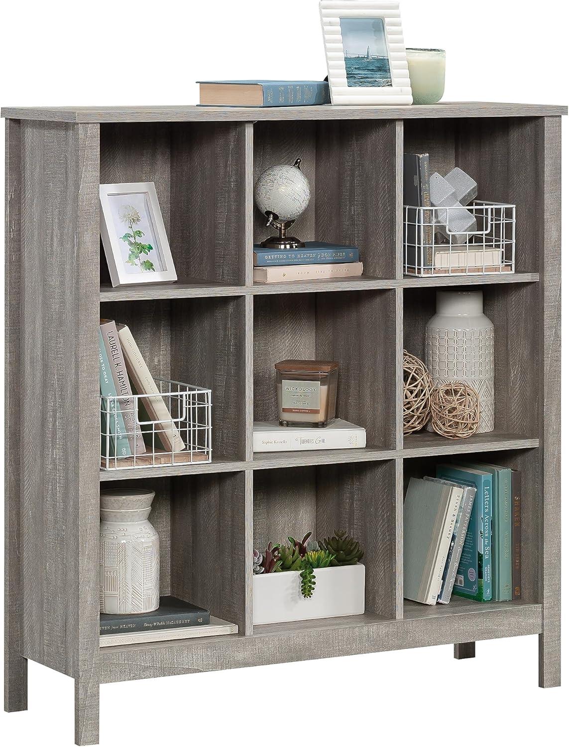 Sauder 41.85" 9 Cube Horizontal Bookcase Spring Maple: Transitional Style, MDF Cubbies, Fixed Shelves