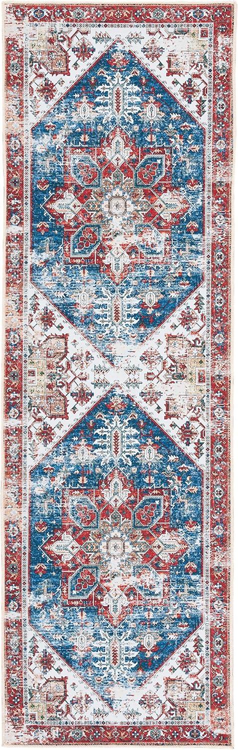 Tucson 2'6" x 12' Reversible Red and Blue Synthetic Runner Rug