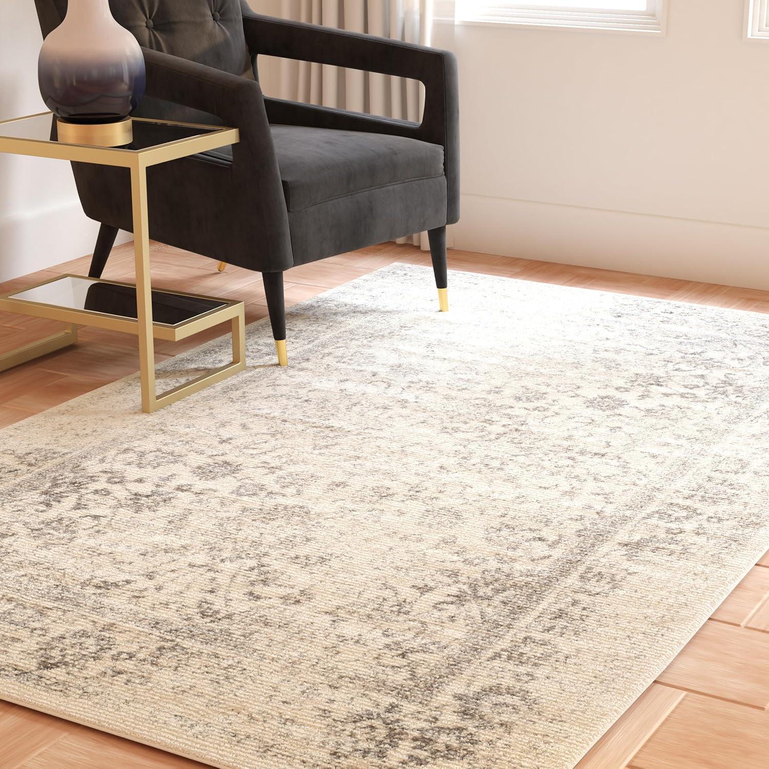 Adirondack ADR109 Machine Made Indoor Area Rug - Ivory/Silver - 4'x6' - Safavieh
