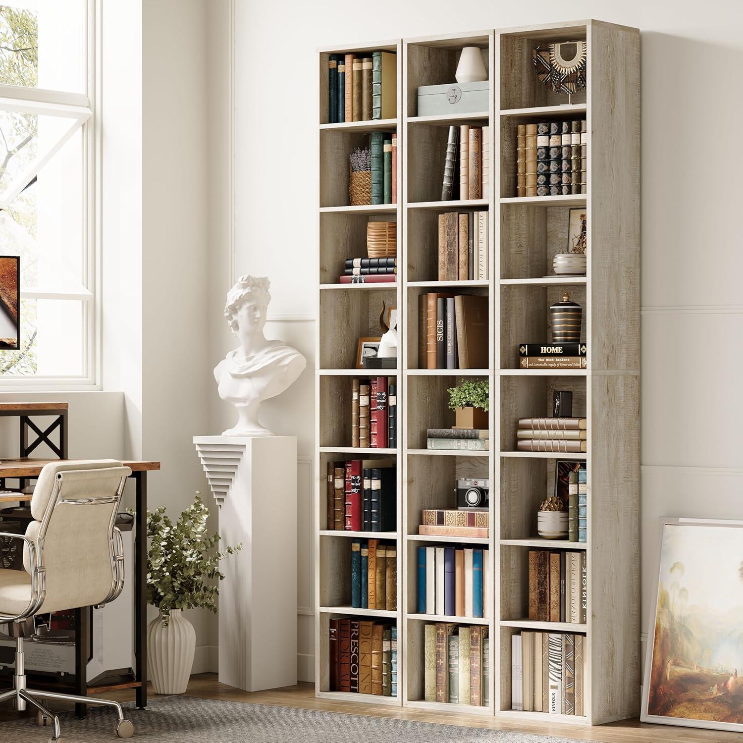 IRONCK Tall Narrow Bookshelf 8 Tiers, Compact Corner Bookcase, Easy to Match for Living Room, Office, Study, Bedroom