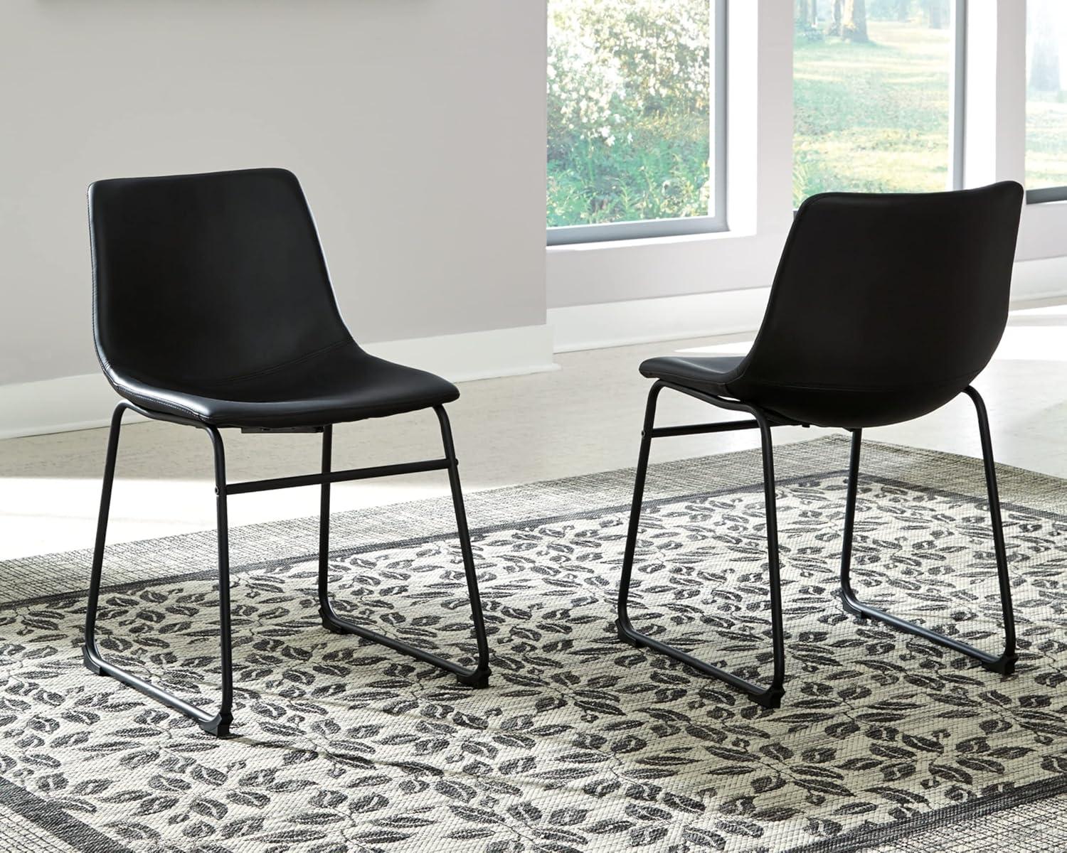 Signature Design by Ashley Centiar Mid Century Dining Room Bucket Chair, Set of 2, Black