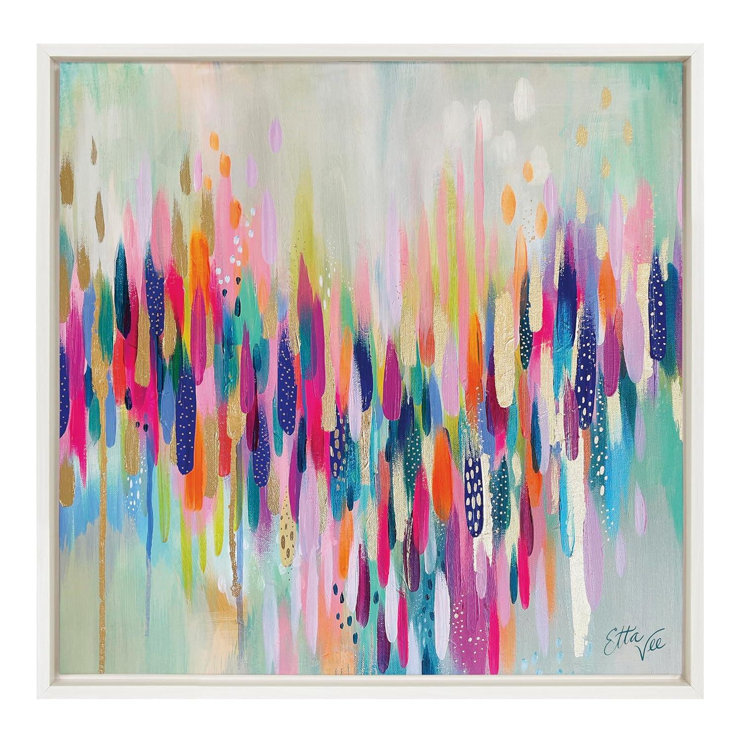 Kate & Laurel All Things Decor 22"x22" Sylvie Brushstroke 154 Wall Art by EttaVee White: Modern Canvas, Framed Digital Art, Spring Theme