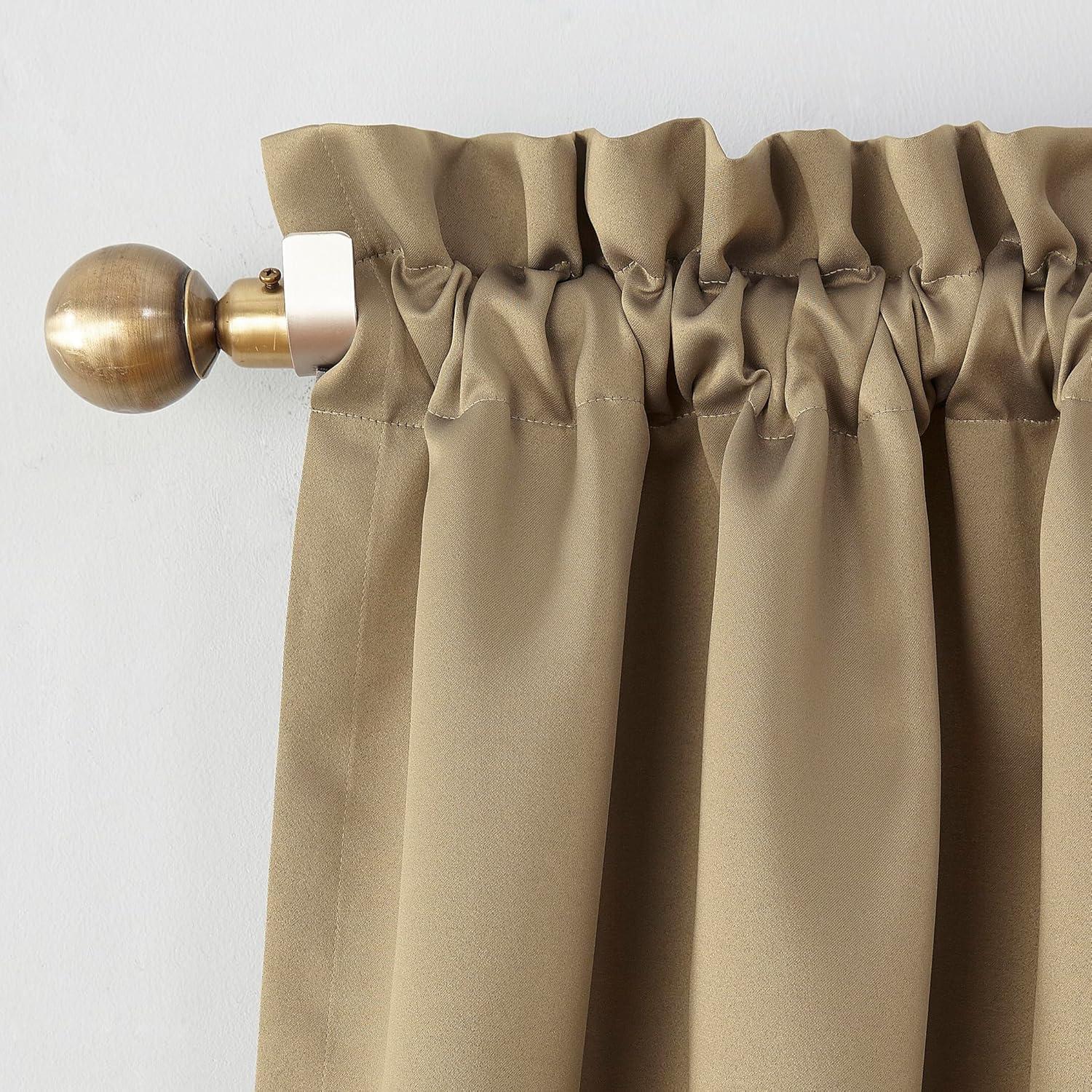 54"x95" Sun Zero Room Darkening Seymour Rod Pocket Curtain Panel Taupe: Energy Efficient, Noise Reduction, Thermal Insulated