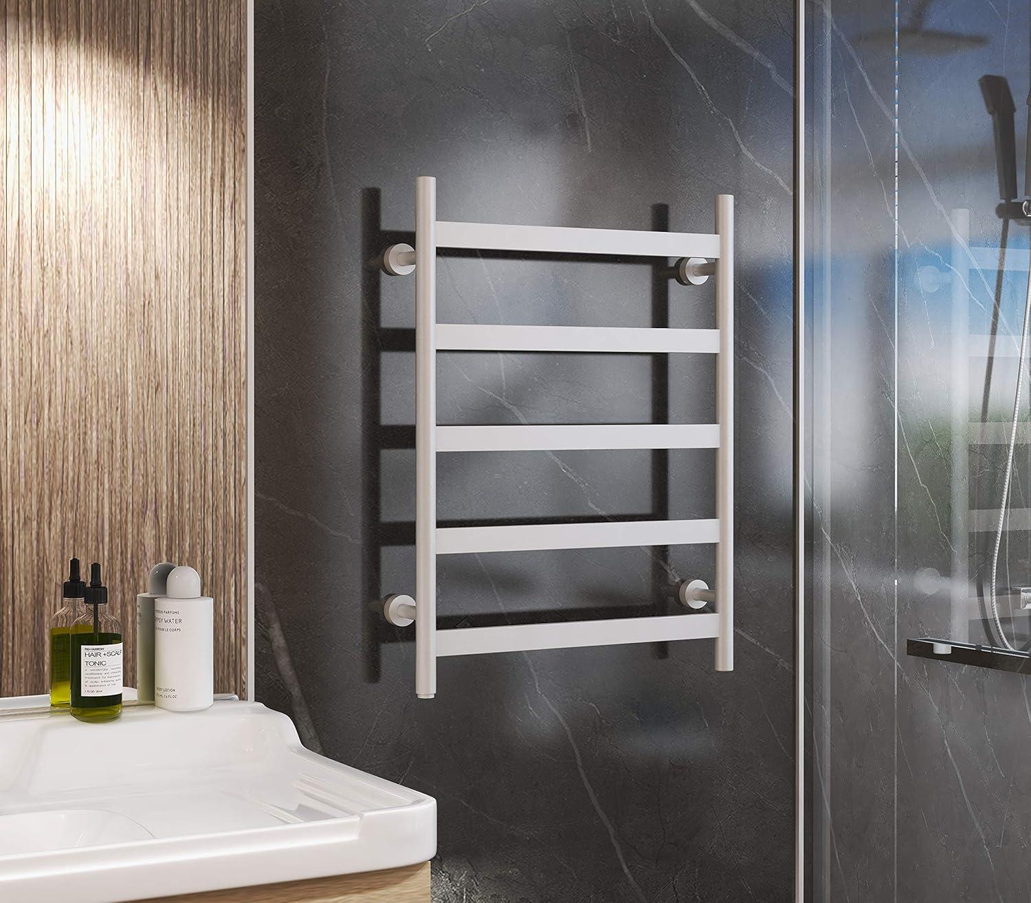 Gloss White Stainless Steel Wall-Mounted Towel Warmer