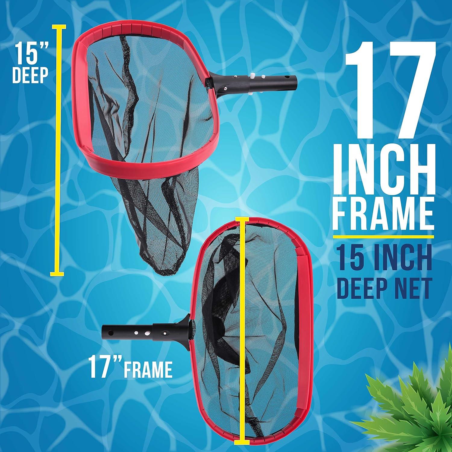 Heavy Duty Aluminum Pool Leaf Skimmer with Deep Net Bag