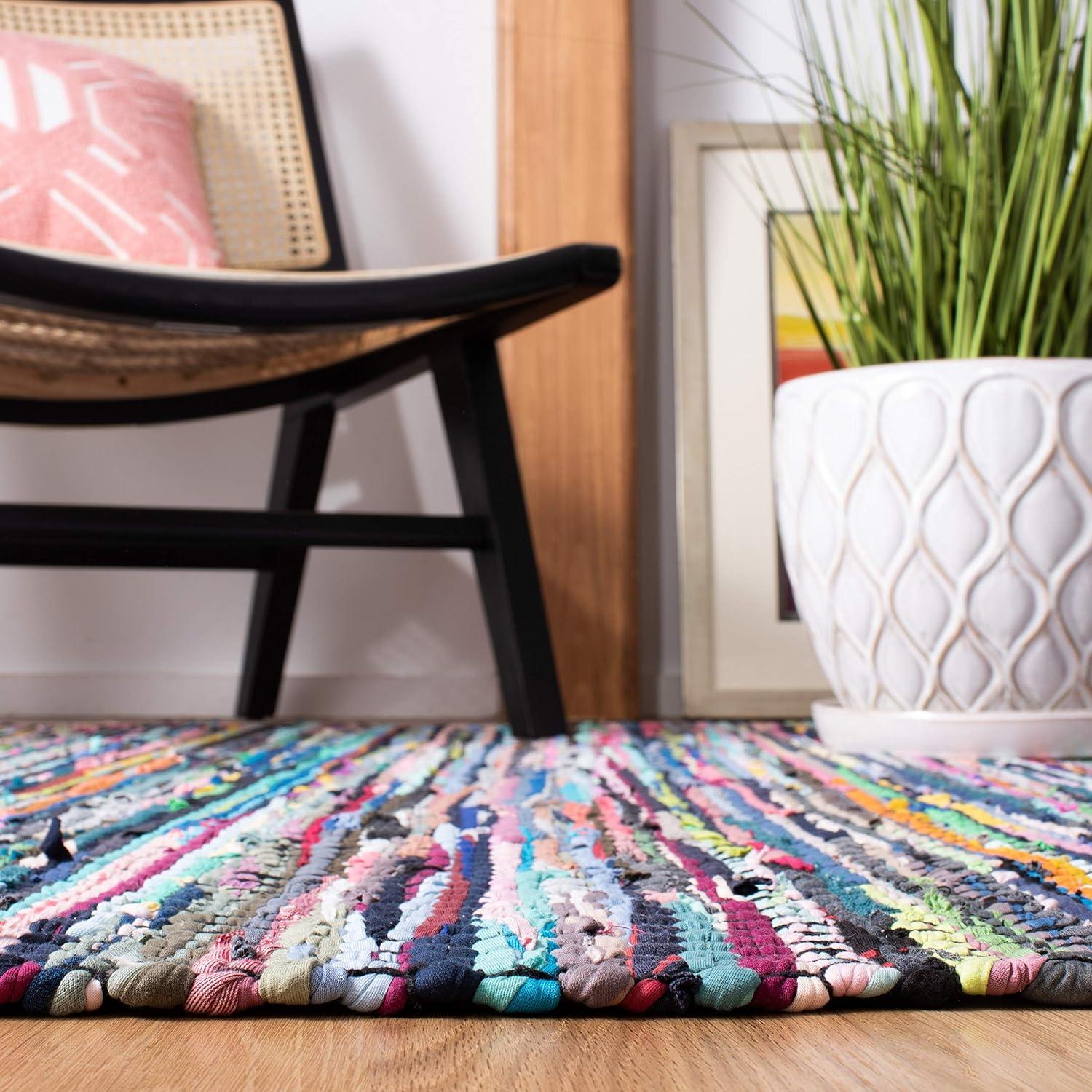 Montauk MTK251 Hand Woven, Flat Weave Indoor Accent Rug - Black/Pink - 4'x6' - Safavieh
