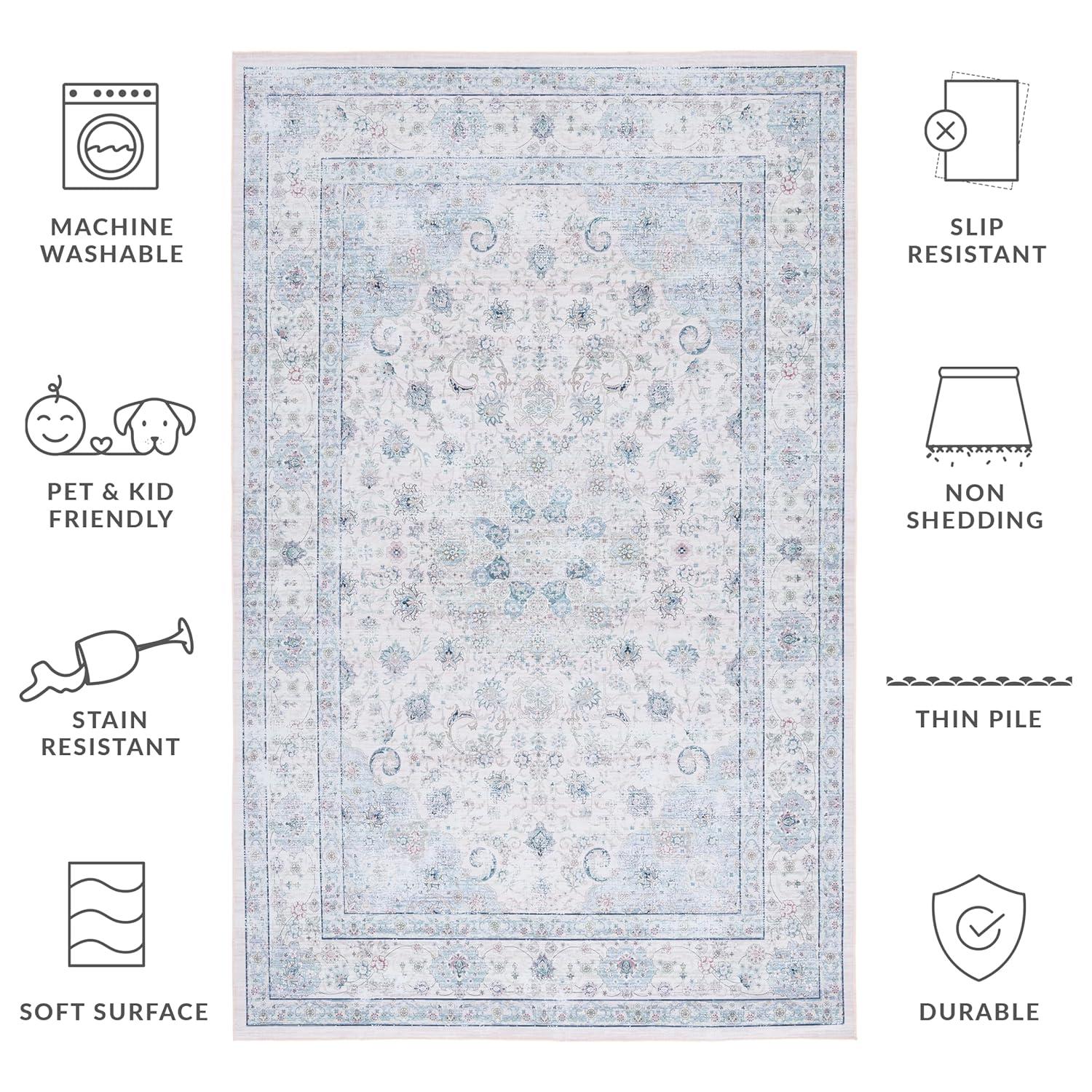 Tucson TSN165 Power Loomed Machine Washable Area Rug - Beige/Green - 6'x9' - Safavieh.