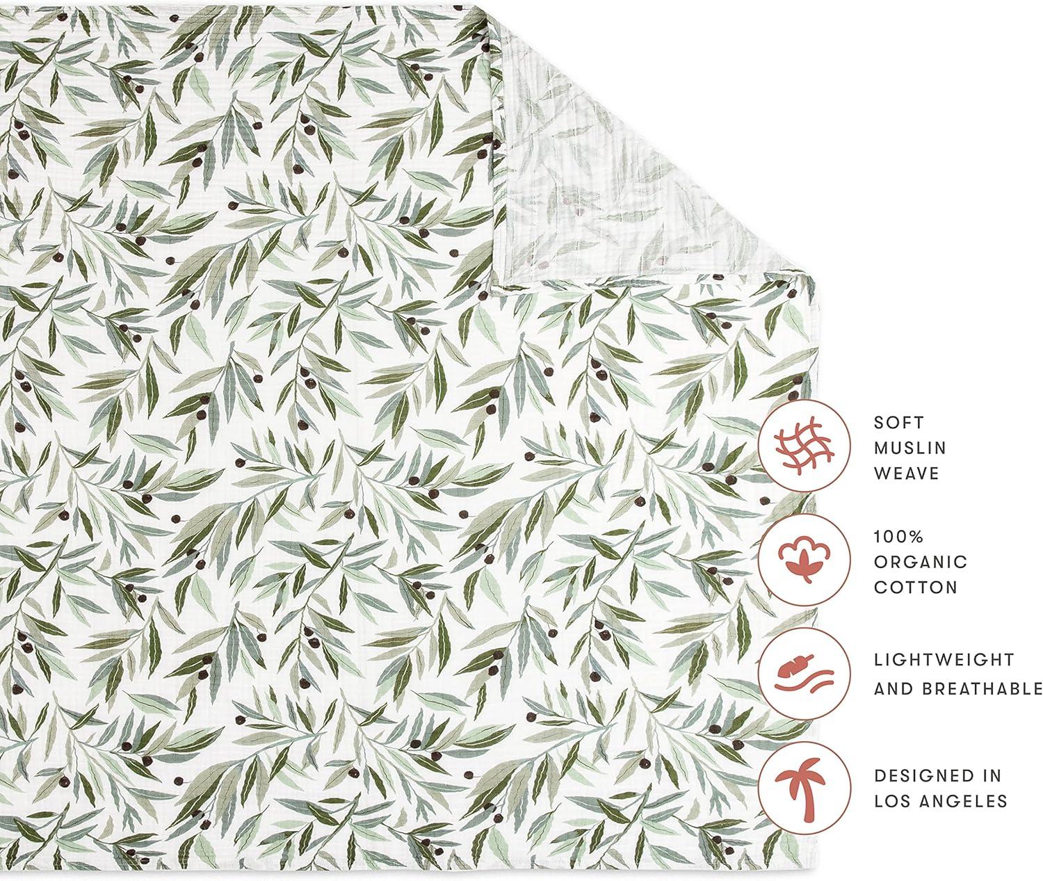 Standard Green and White Floral Cotton Blanket