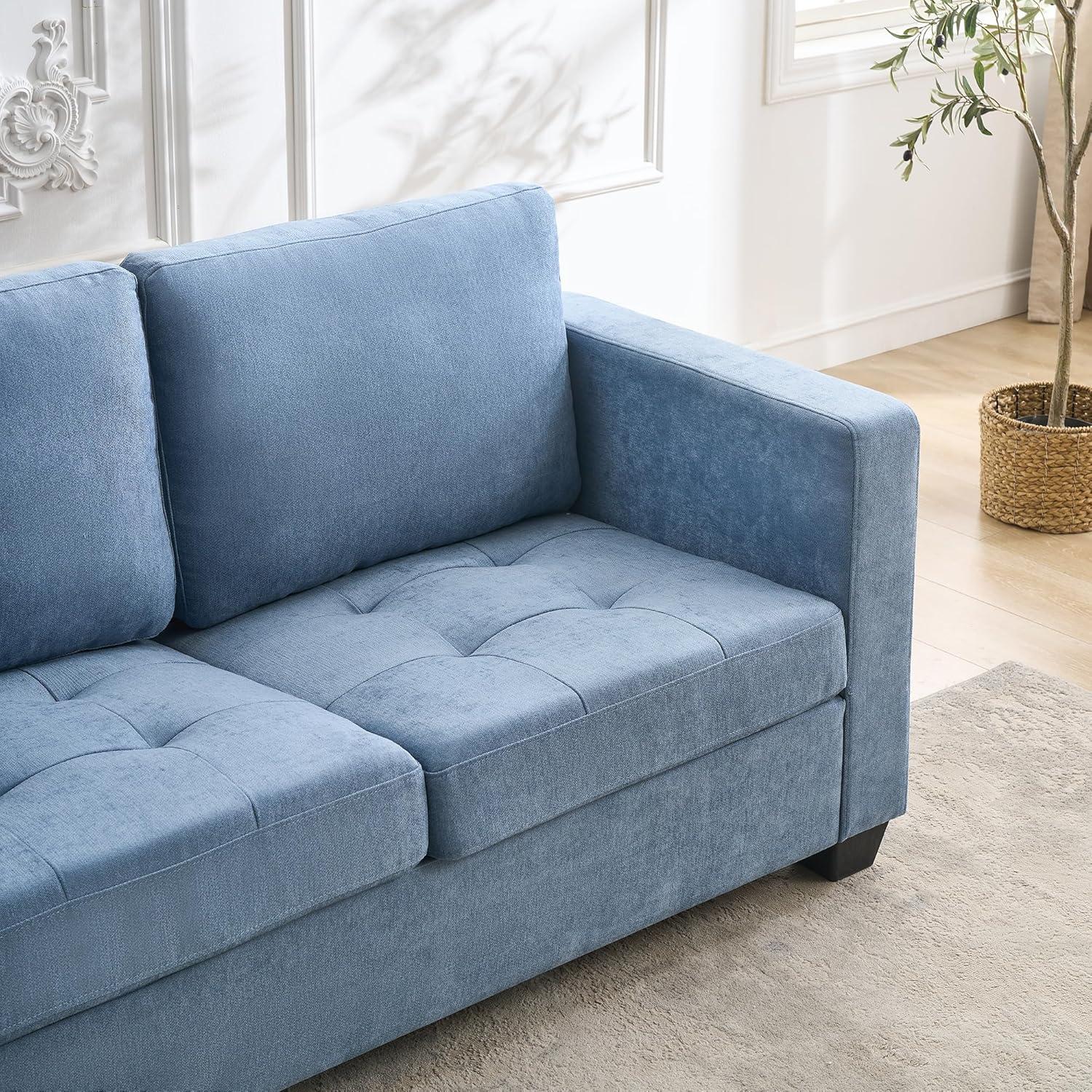 3 Seat Sofa Couch, 89" Modern Sofa with Armrests, Comfy Couch Sofa with Extra Deep Seat Couches for Living Room Bedroom Apartment,Blue