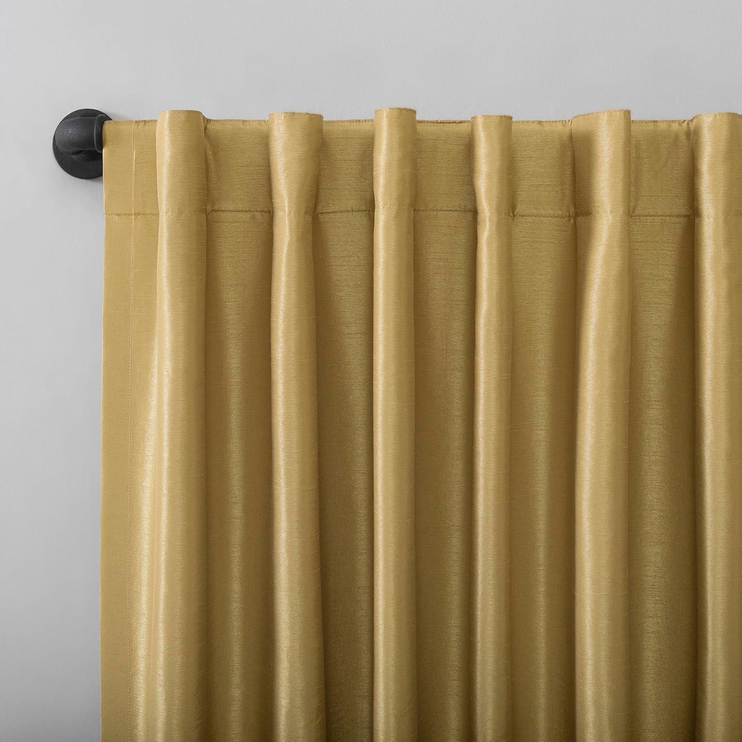 Faux Dupioni Silk Thermal Extreme 100% Blackout Back Tab Curtain Panel