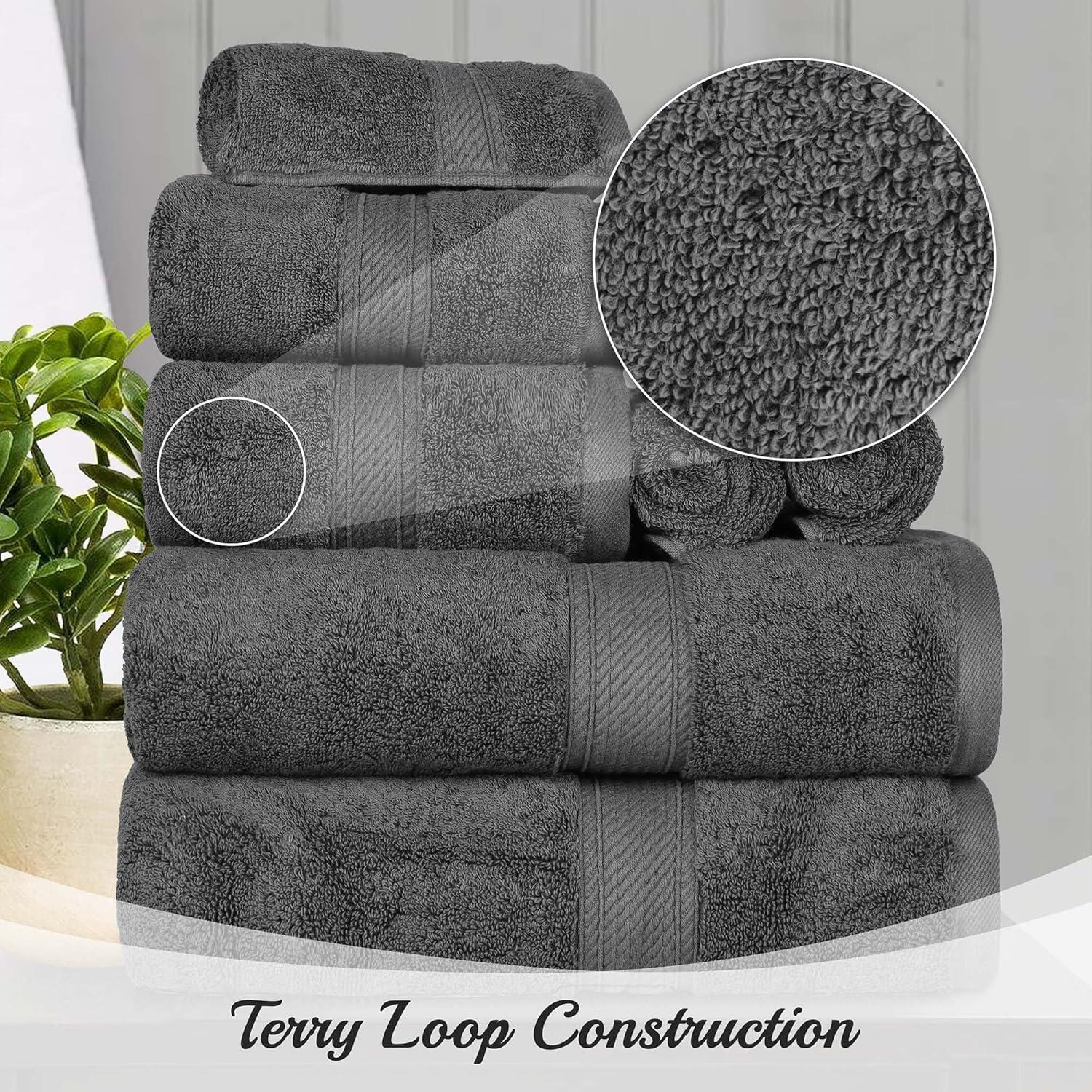 Charcoal Egyptian Cotton 4-Piece Bath Towel Set