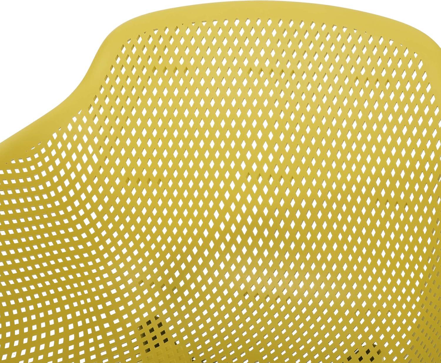 Yellow Polypropylene Outdoor Dining Chairs Set of 2