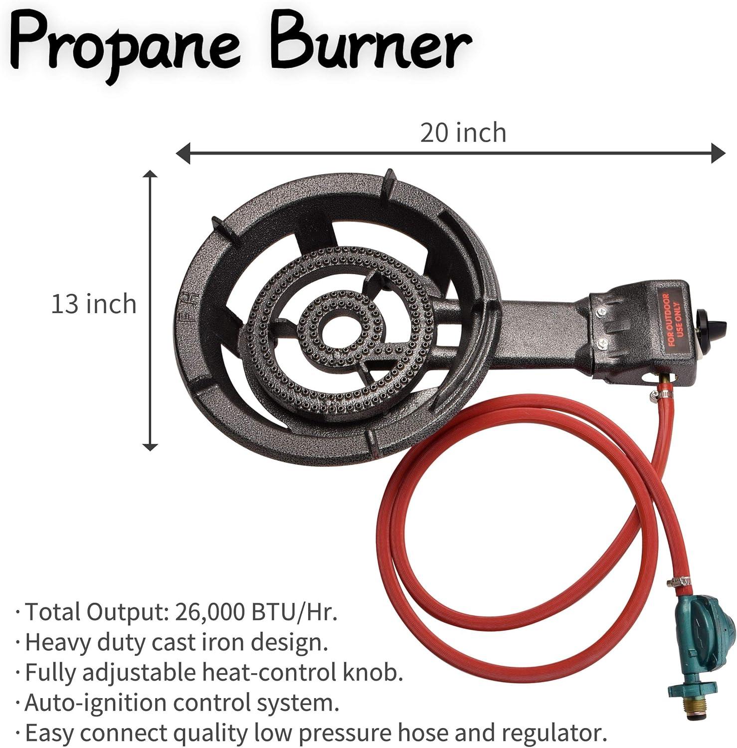 ARC 23" Heavy Duty Stainless Steel Concave Comal Set With Cast Iron Propane Burner 26,000BTU Stove and Burner Stand,Discada Disc Cooker 3 in 1. Great For Backyard Parties & Outdoor Cooking.