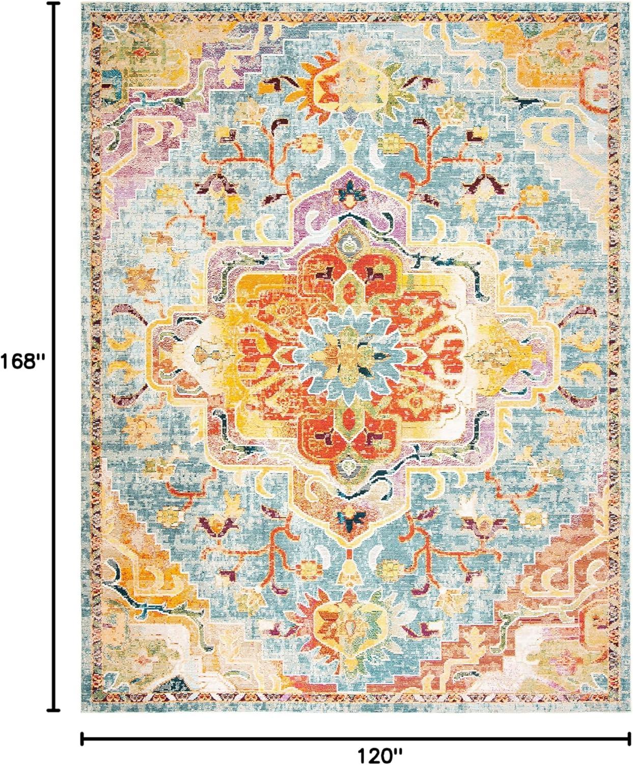 SAFAVIEH Crystal Debra Floral Area Rug, Orange/Teal, 10' x 14'