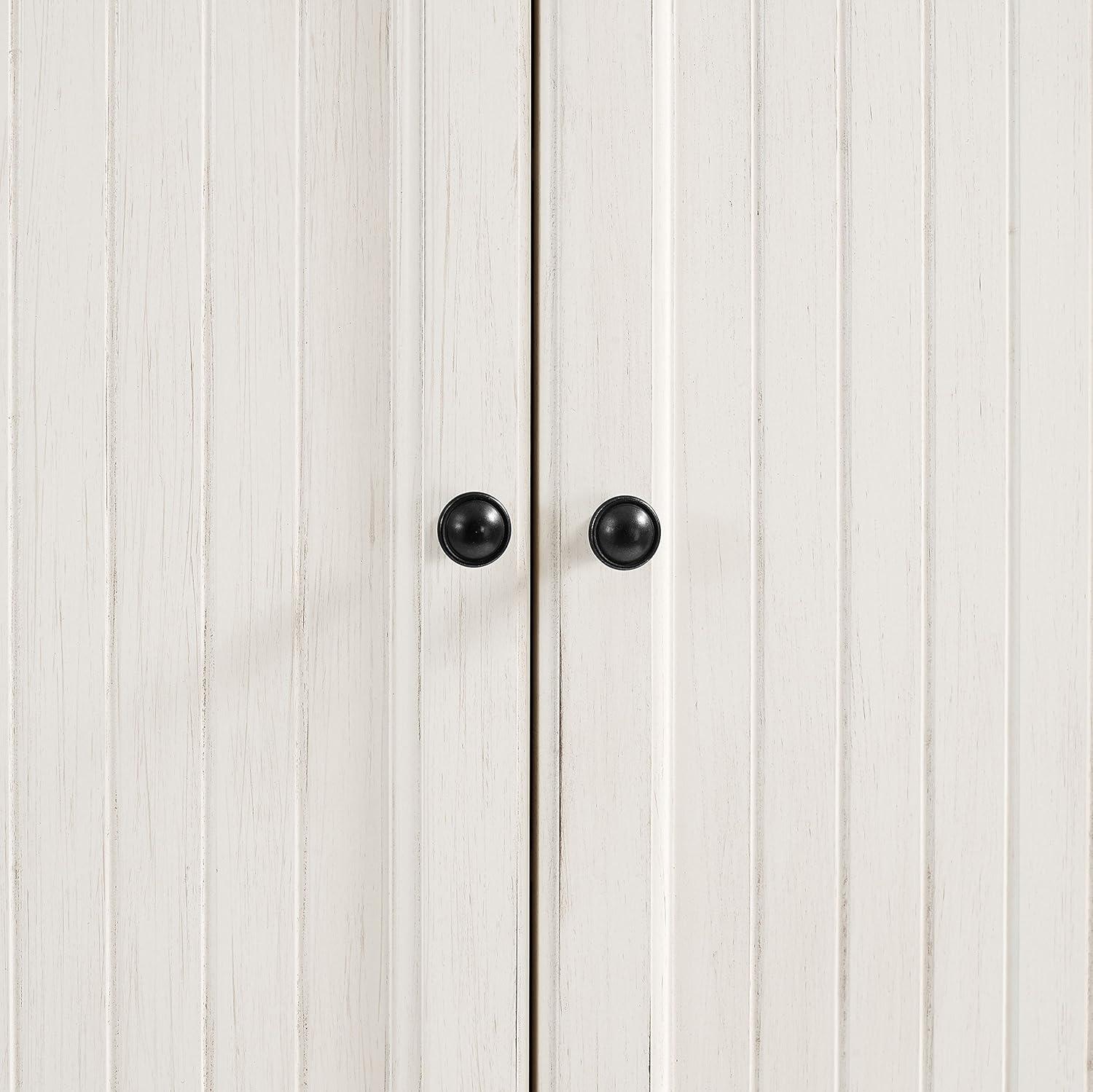 Seaside Distressed White Solid Wood Kitchen Pantry with Adjustable Shelves