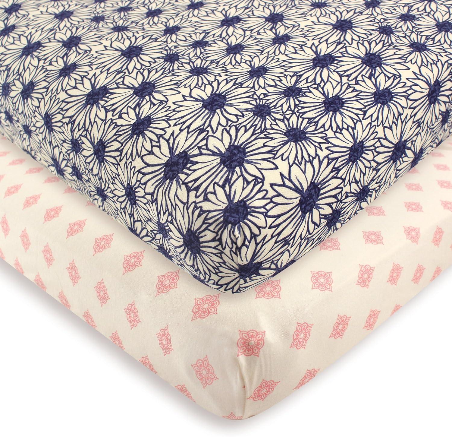 Touched by Nature Baby Girl Organic Cotton Crib Sheet, Daisy, One Size