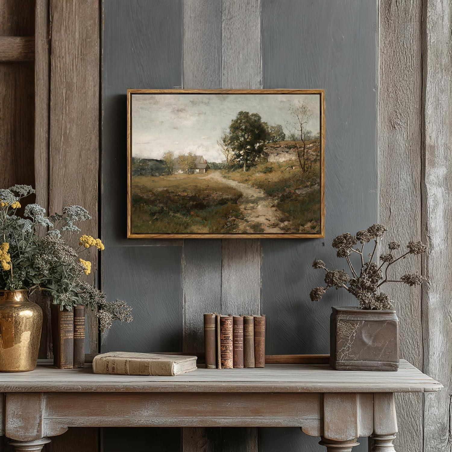 AXXPosters-Natural Landscape Art - Vintage Print Country Landscape Painting， Canvas Prints Wall Art Home Decor - Vintage Landscape Art Print Farmhouse Painting