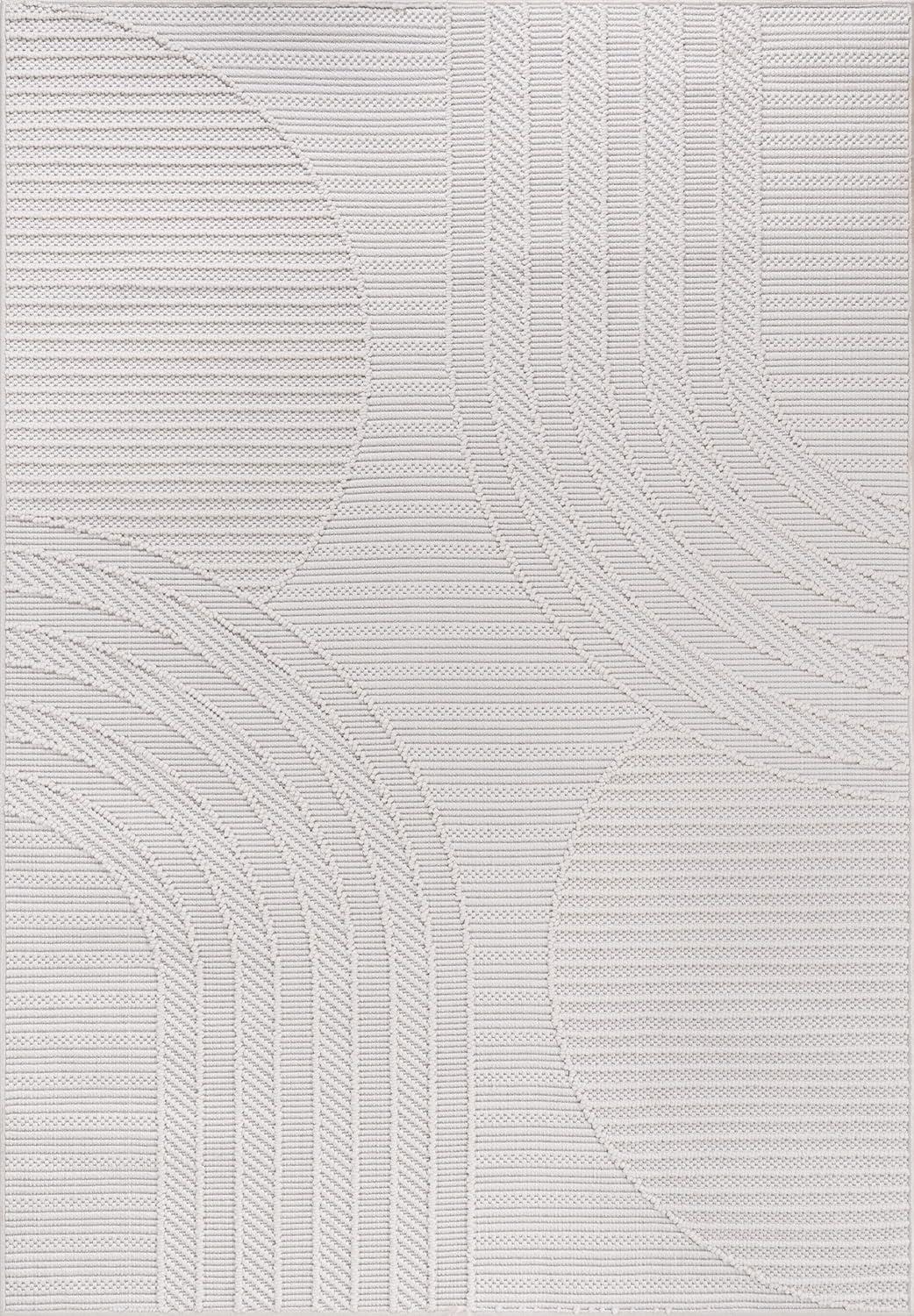 CAMILSON Modern Luxury Geometric Micro Loop Soft Stain Resistant Easy-Cleaning Non-Shedding Indoor Area Rug 5x7 White