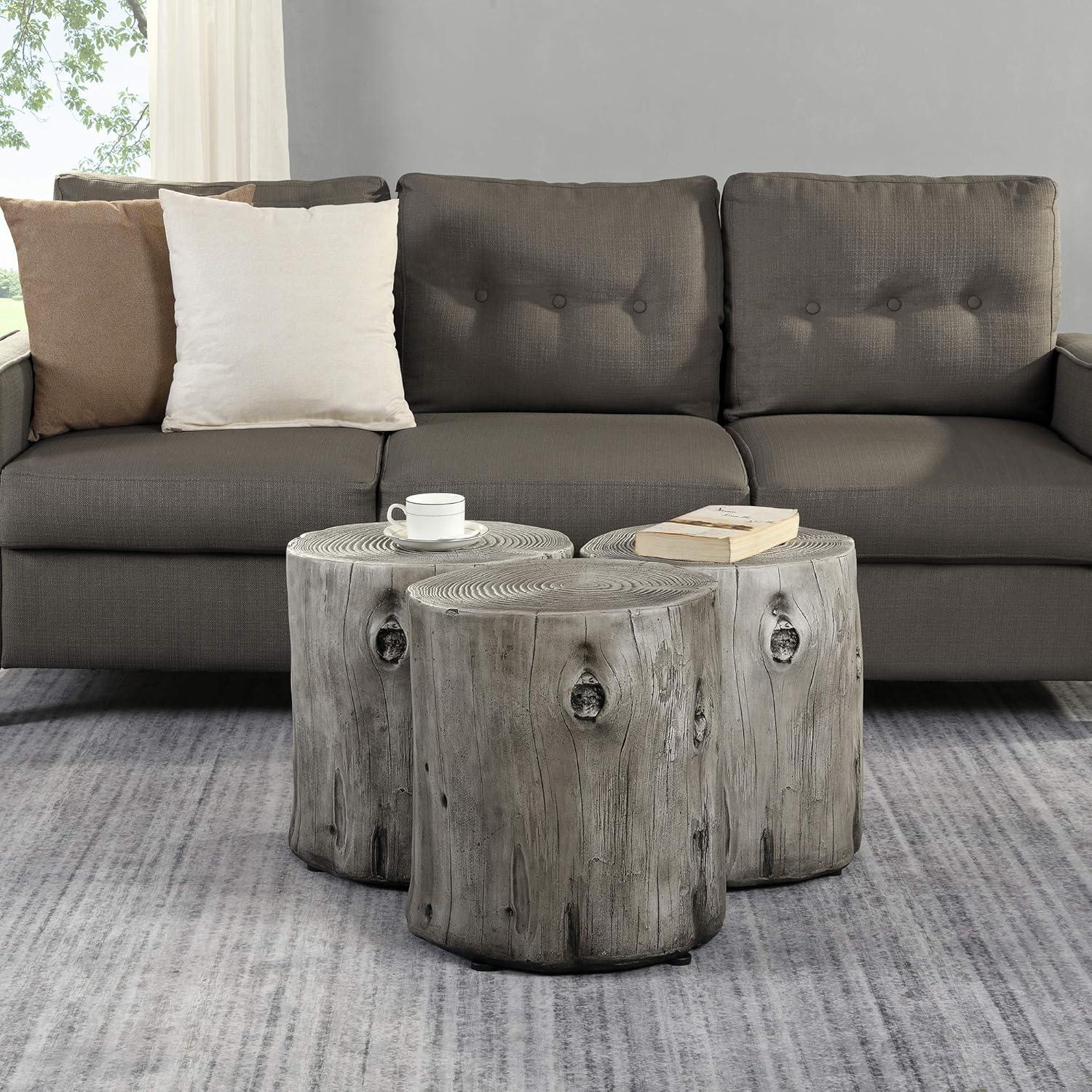 FirsTime & Co. Gray Arbor Log Outdoor End Table, Farmhouse, Weathered, Round, Wood, 15 x 14 x 17 in