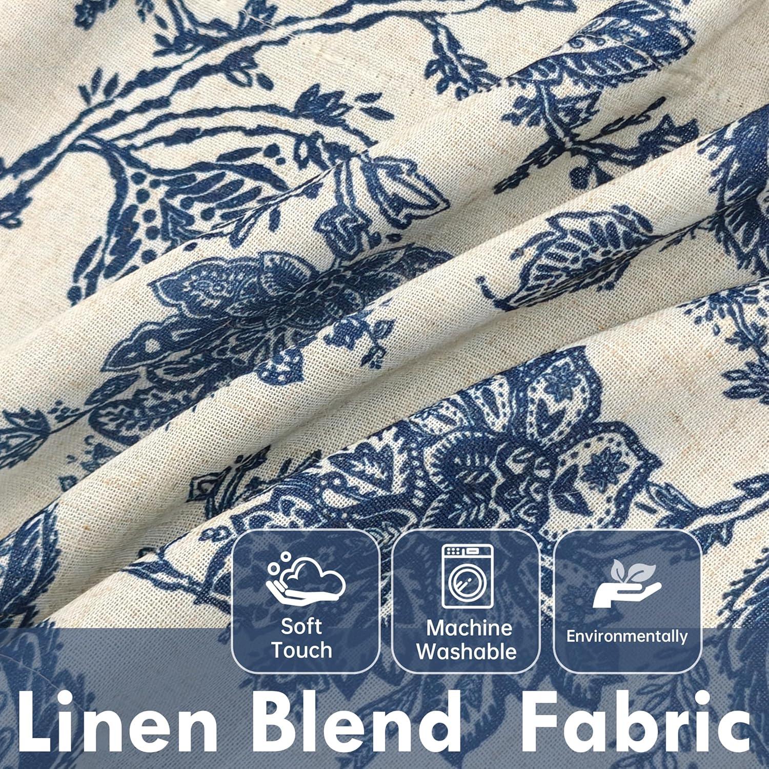 DriftAway Freda Jacobean Floral Linen Blend Blackout Thermal Insulated Energy Saving Privacy Window Curtain Valance Rod Pocket 2 Layers Single 52 Inch by 18 Inch plus 2 Inch Header vy Beige