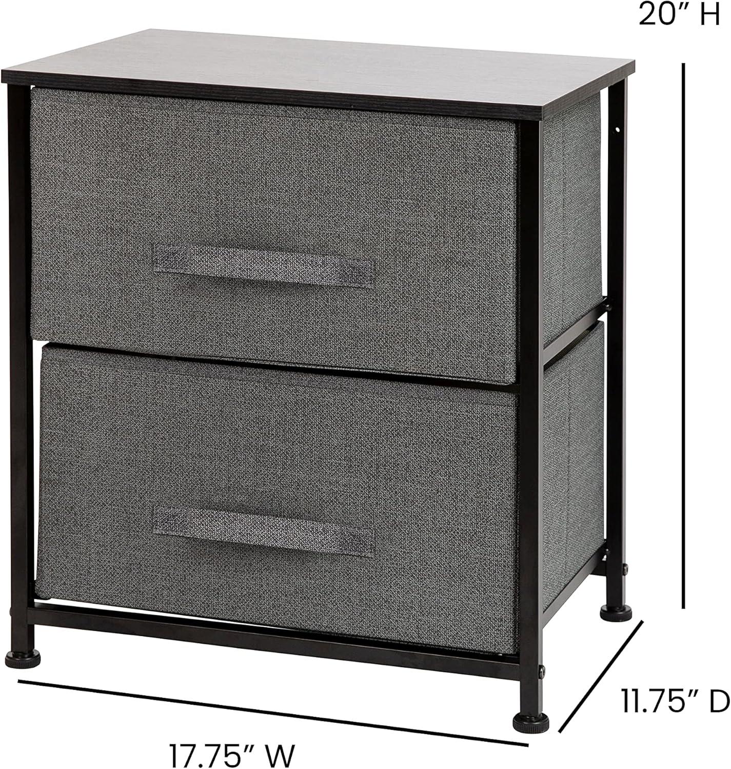 Malone 2 Drawer Storage Stand with Wood Top & Fabric Pull Drawers