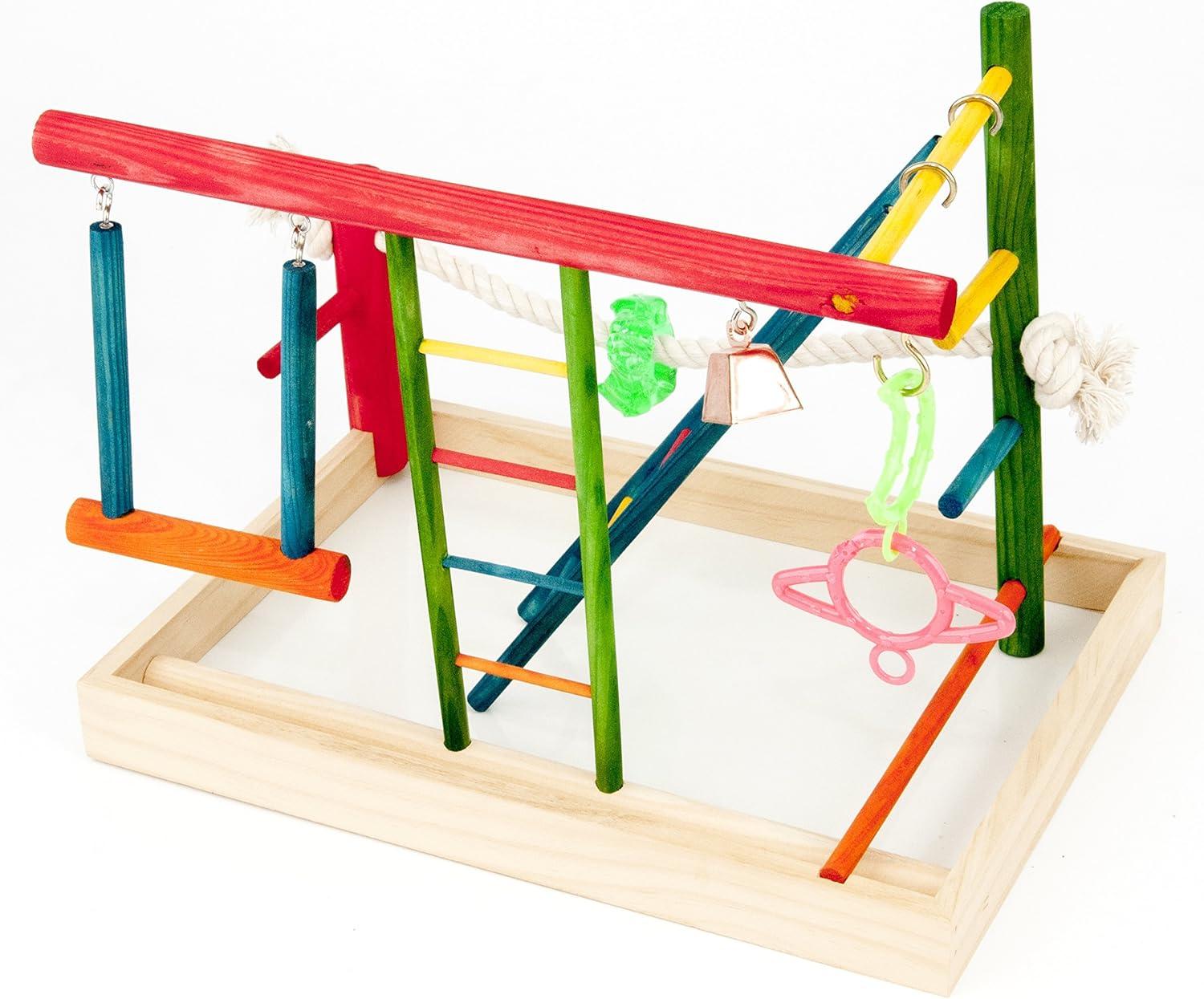 Penn-Plax Bird Life Wood Playpen – Perfect for Cockatiels and Conures - Large Multicolor