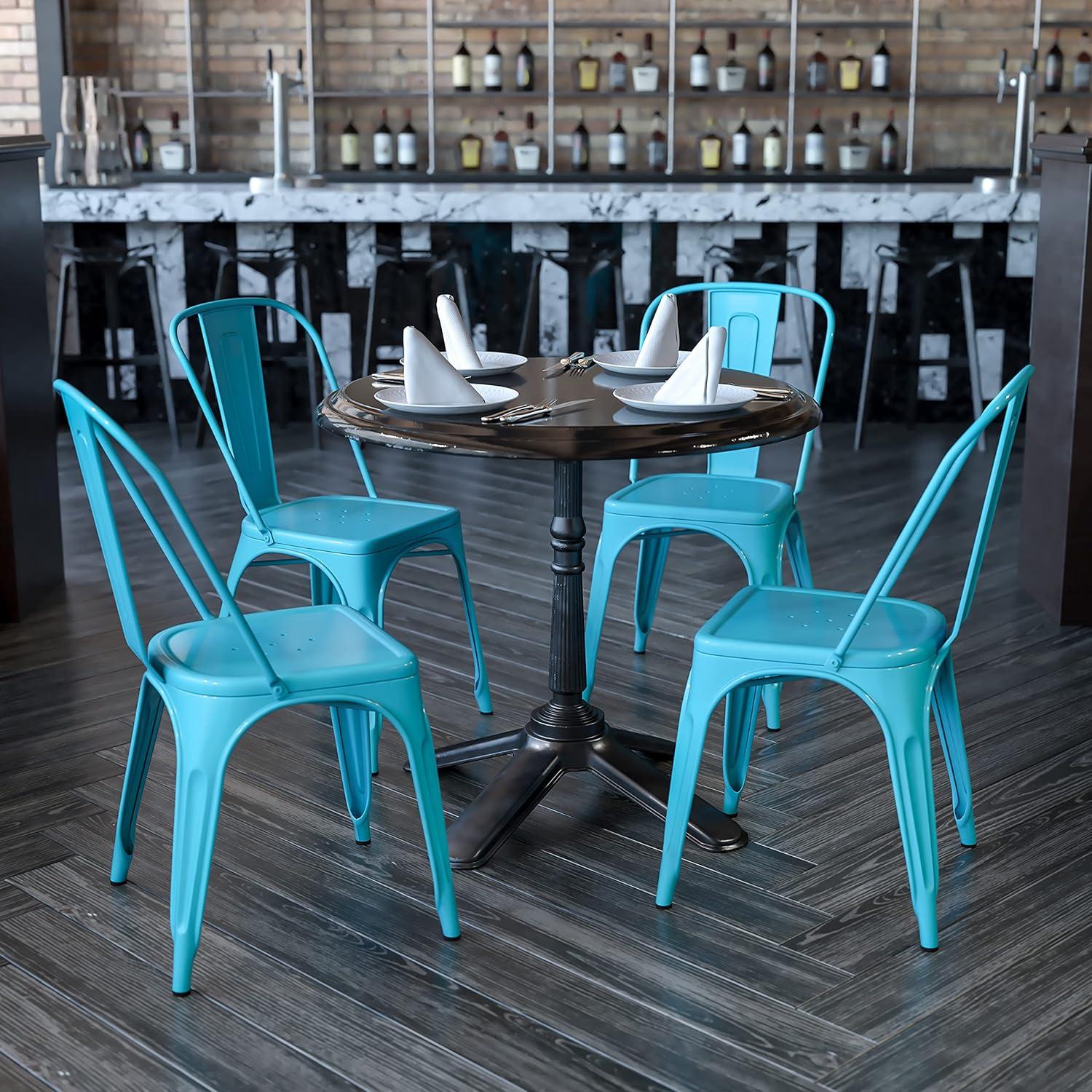 Flash Furniture Peterson Armless Metal Indoor-Outdoor Stackable Dining Chair (Set of 4)