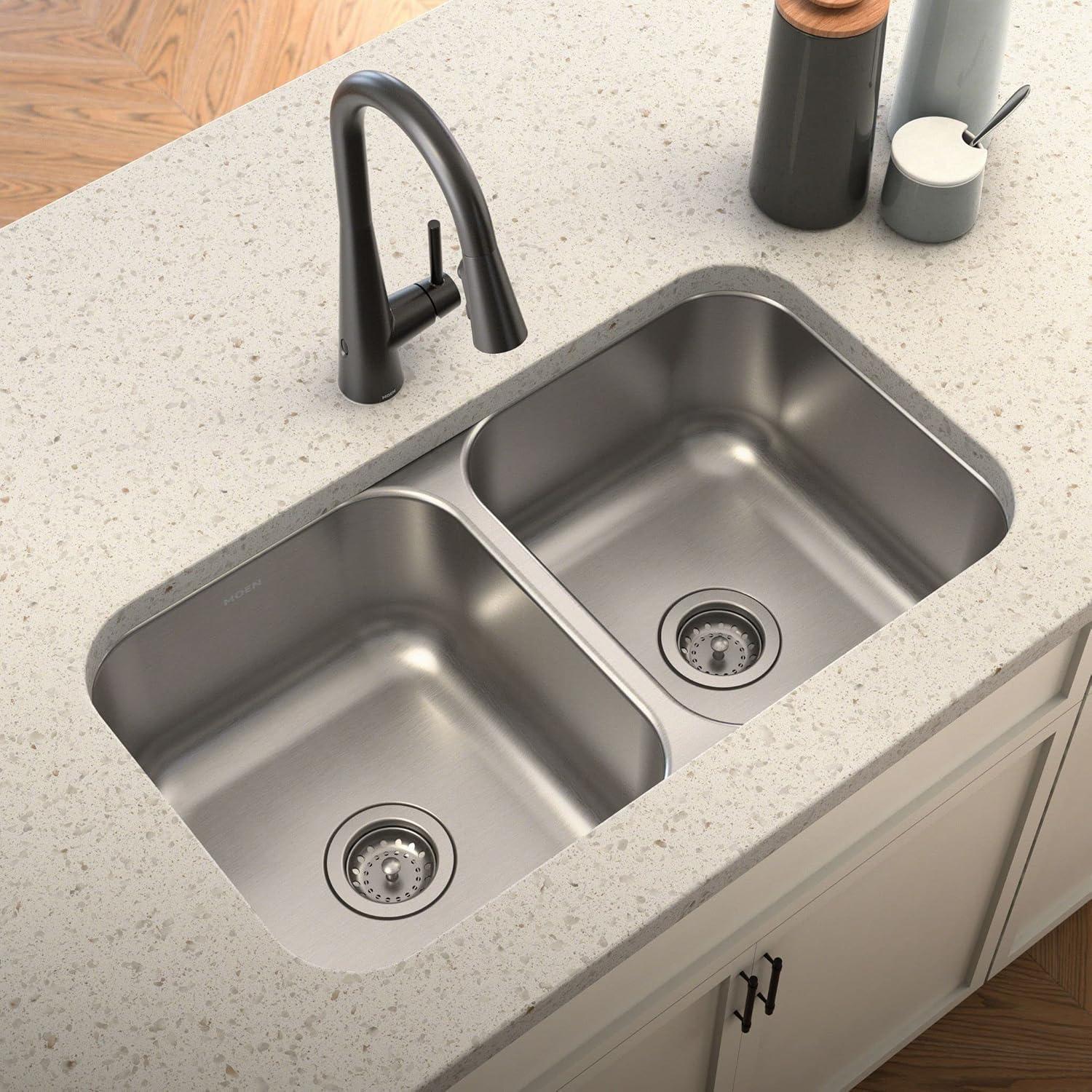 31.75-Inch Stainless Steel Undermount Double Bowl Kitchen Sink