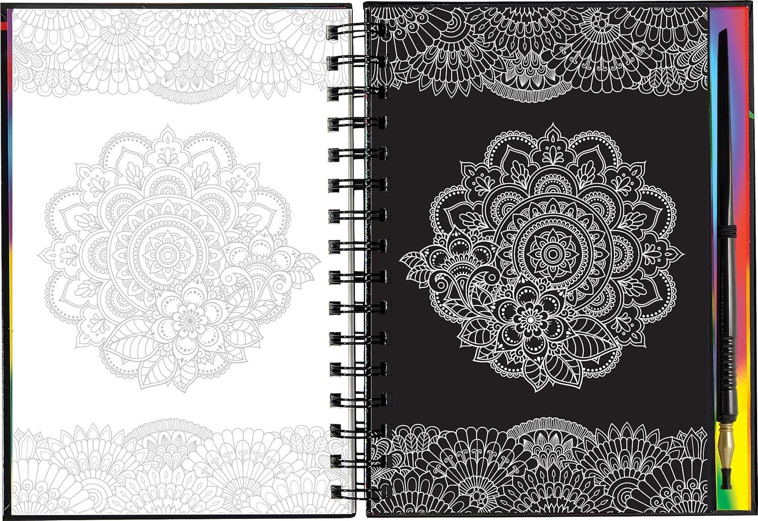 Peter Pauper Press Scratch & Sketch Extreme Mandalas, Ages 8+, Spiral-Bound, 20 Pages, with Stylus
