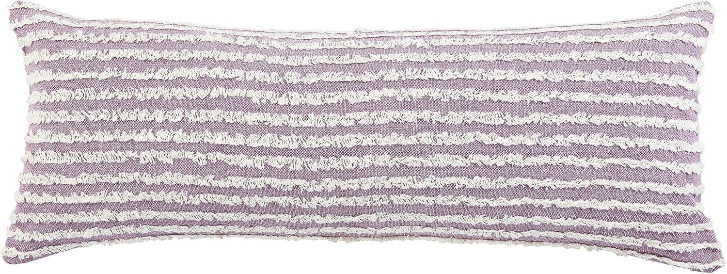 Ox Bay 14" x 36" Hand-stitched Purple/ White Stripe Organic Cotton Pillow Cover