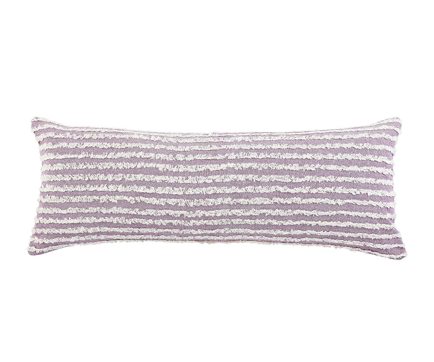 Ox Bay 14" x 36" Hand-stitched Purple/ White Stripe Organic Cotton Pillow Cover