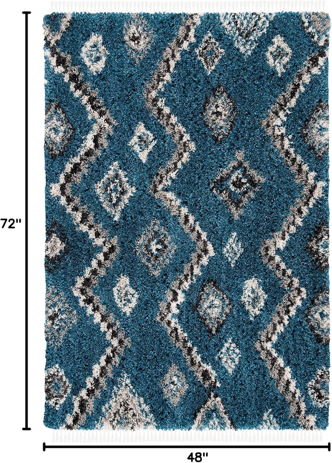 Blue Diamond 4' x 6' Synthetic Bohemian Area Rug