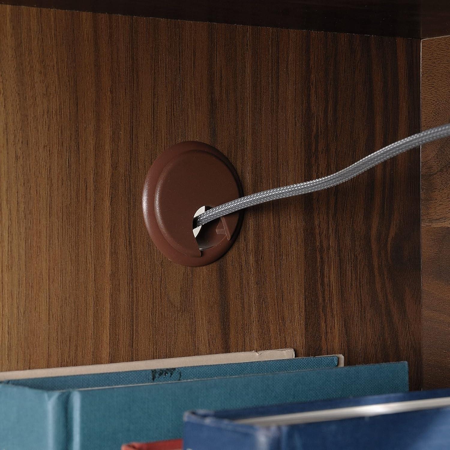 Grand Walnut L-Shaped Writing Desk with Drawer and Filing Cabinet