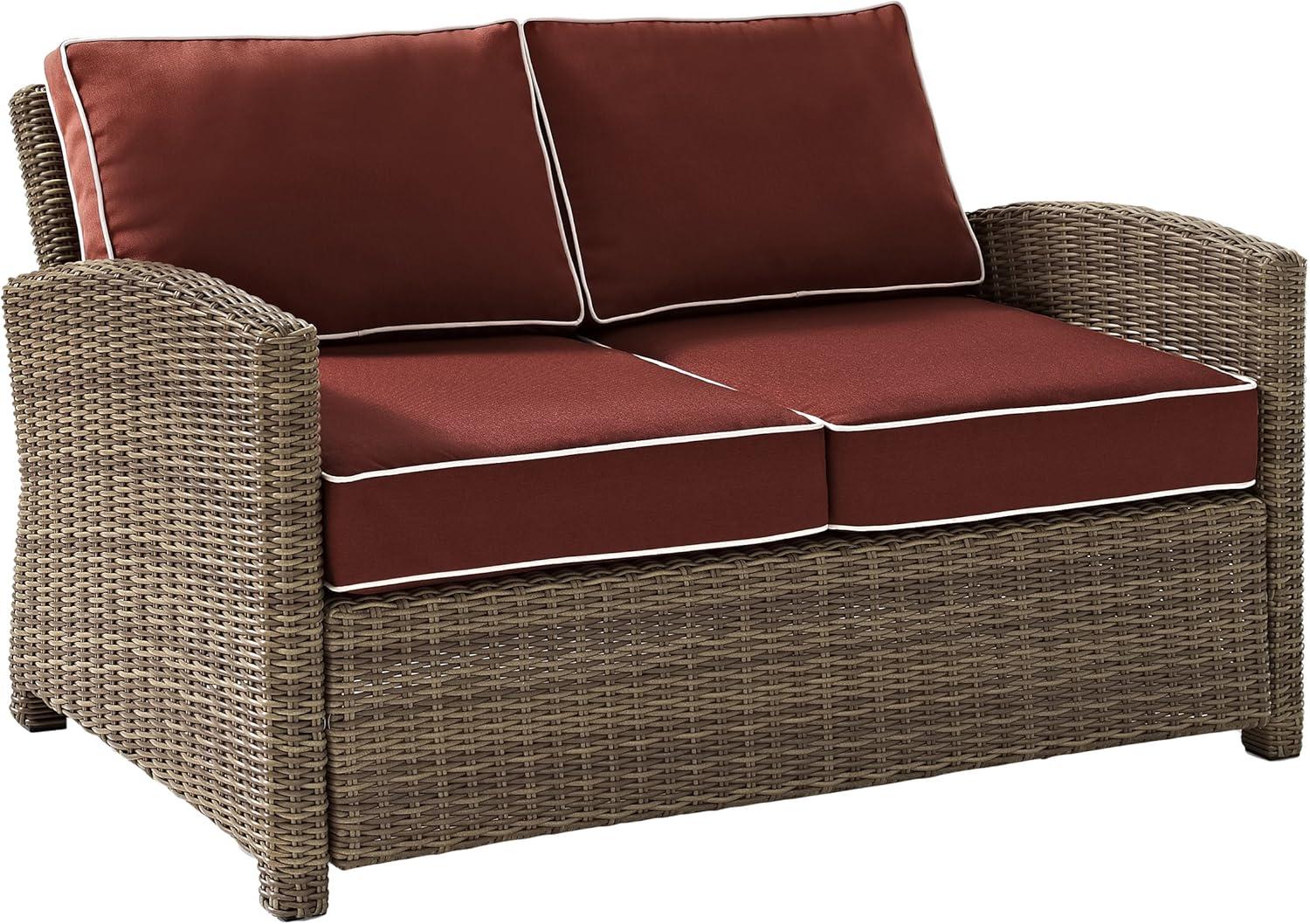 Bradenton Sangria Red Wicker Two-Seat Outdoor Loveseat