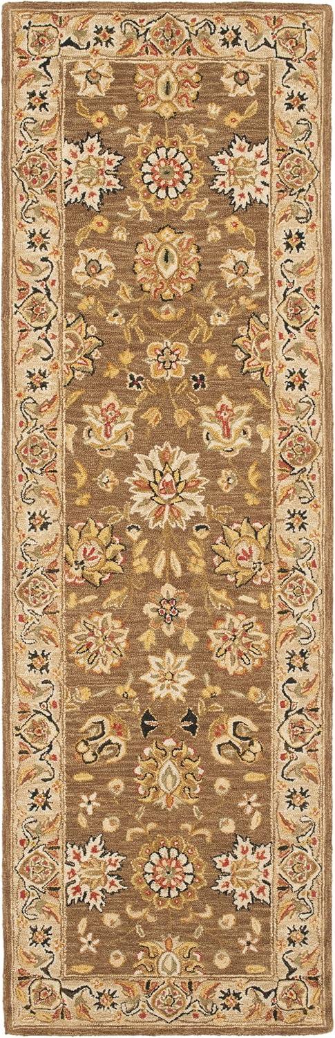 SAFAVIEH Chelsea Kaeden Floral Wool Runner Rug, Brown/Ivory, 2'6" x 12'