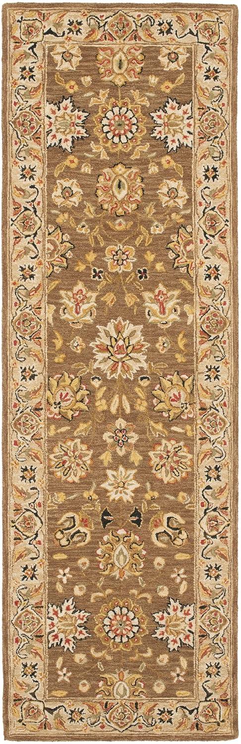 SAFAVIEH Chelsea Kaeden Floral Wool Runner Rug, Brown/Ivory, 2'6" x 12'