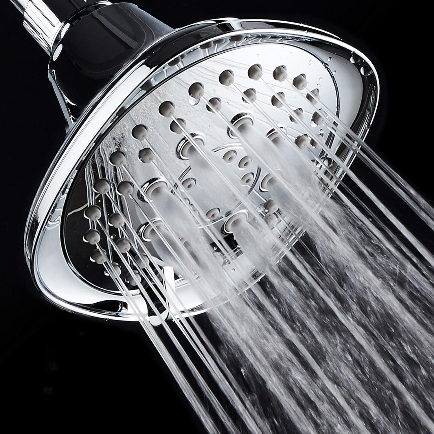 Chrome Square High-Pressure 6-Setting Luxury Shower Head