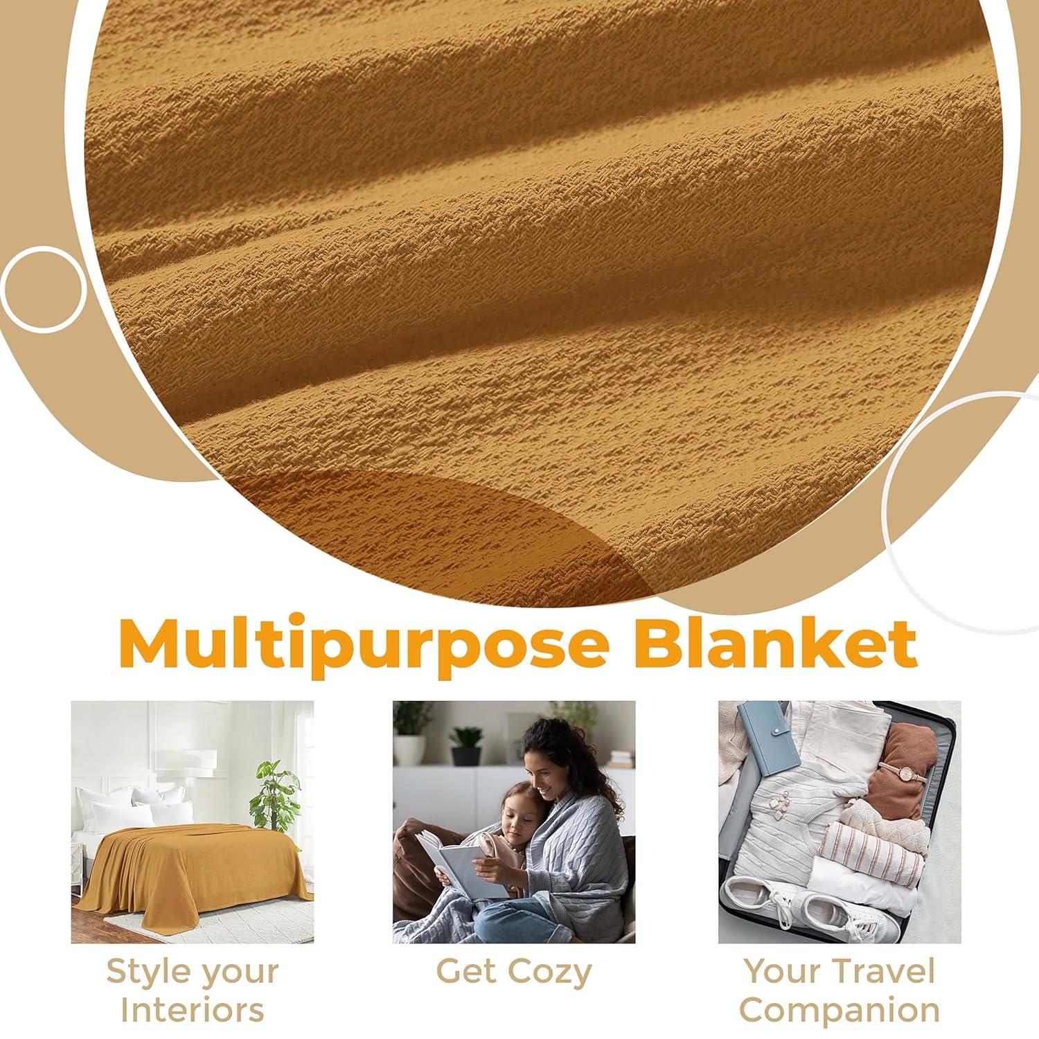 Superior Waffle Weave Honeycomb Knit Soft Textured All-Season Cotton Blanket