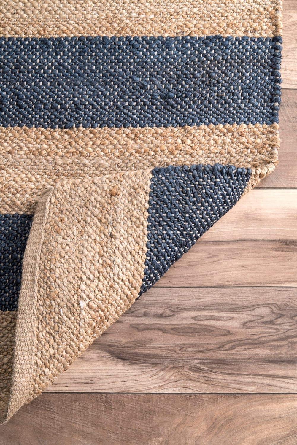 nuLOOM Alisia Flatweave Stripes Jute Accent Rug, 3' x 5', Denim