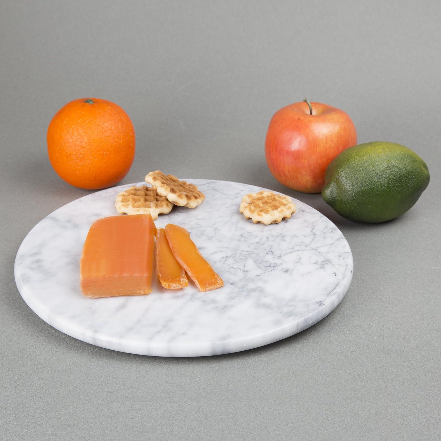Elegant Off-White Marble Round Serving Board, 12" Diameter