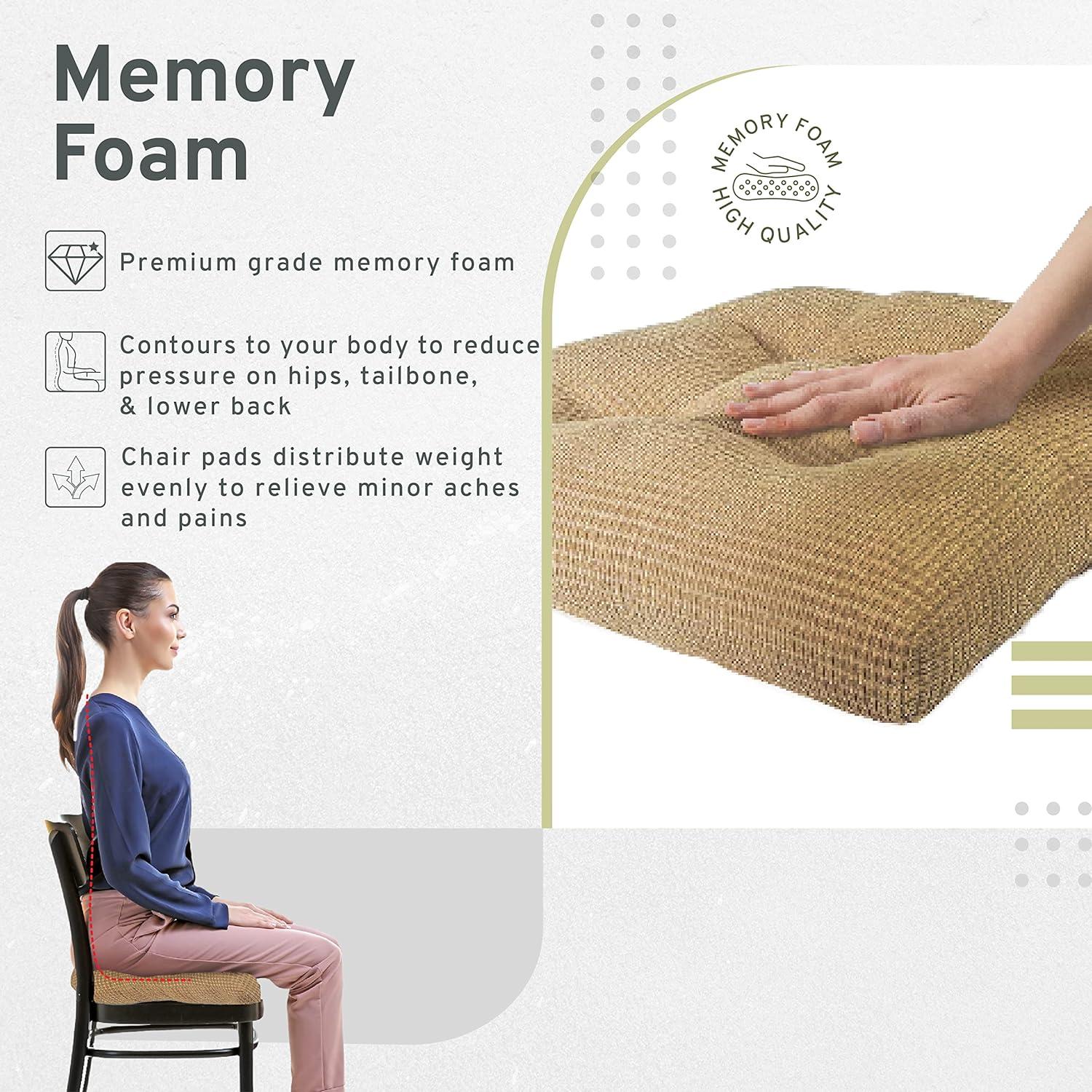 Plush Bamboo Memory Foam Square Chair Pad 2-Pack in Neutral