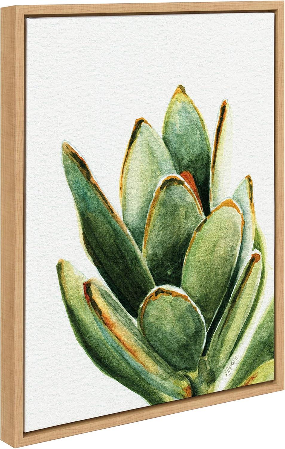 Sylvie Succulent 18 Framed Canvas By Jennifer Redstreake Geary Natural - Kate & Laurel All Things Decor